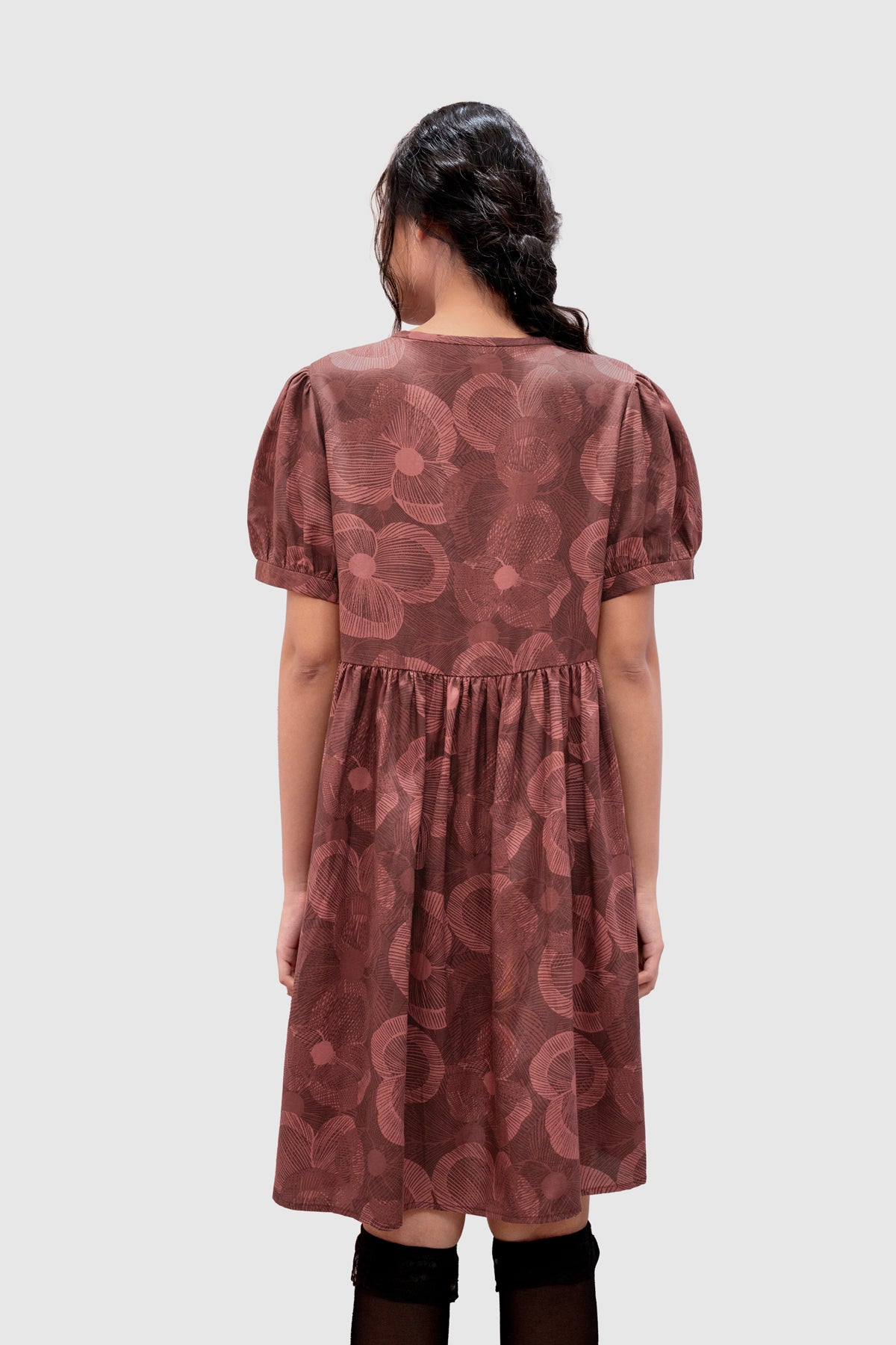 Haze Puffy Dress - Crimson