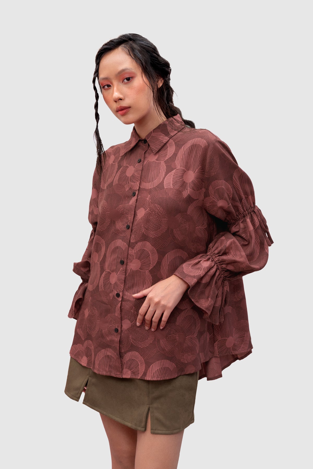 Haze Wrinkled Shirt - Crimson
