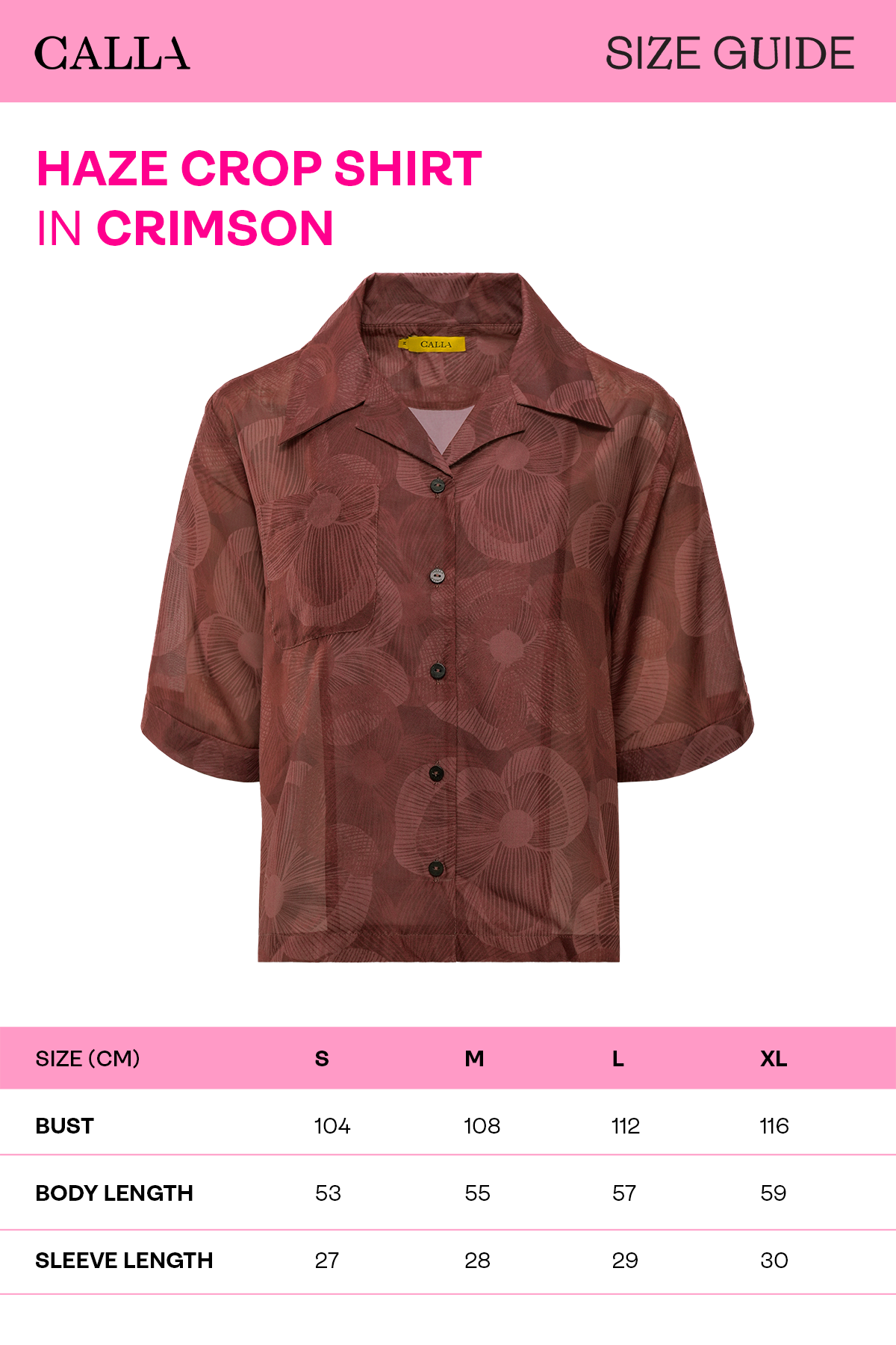 Haze Crop Shirt - Crimson