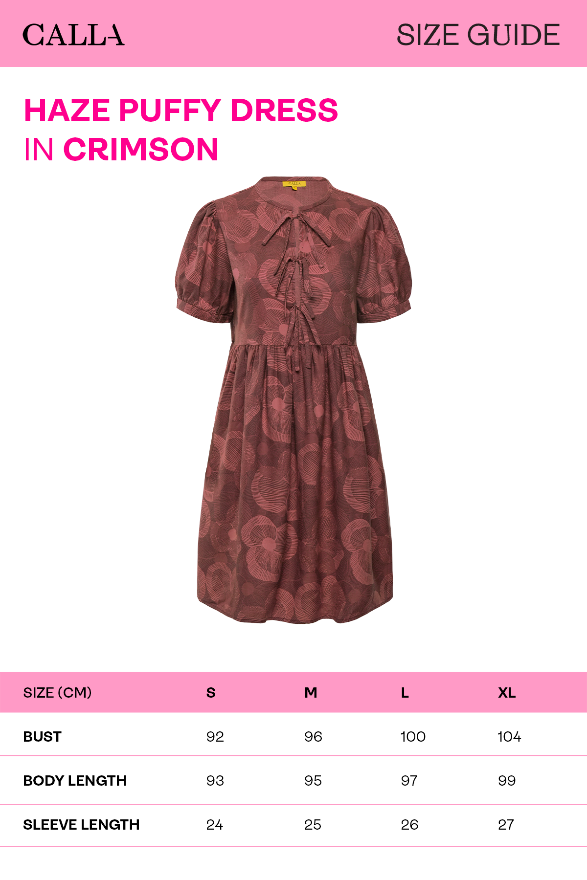 Haze Puffy Dress - Crimson