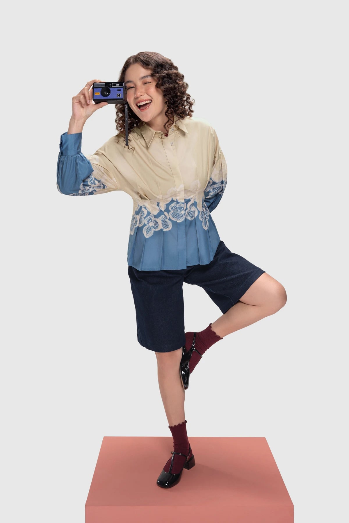 Hazea Tucked Waist Shirt - Azure