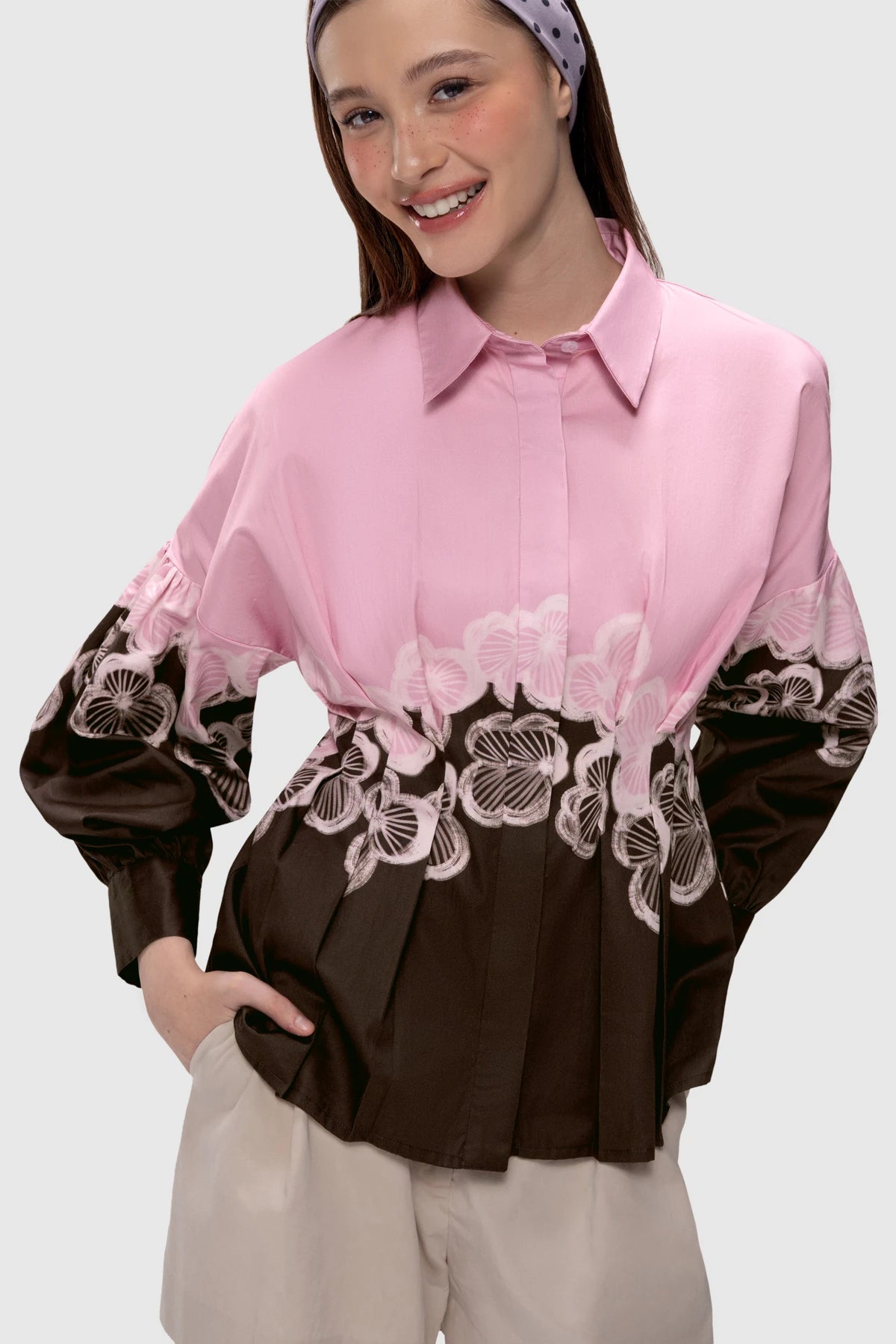 Hazea Tucked Waist Shirt - Berry
