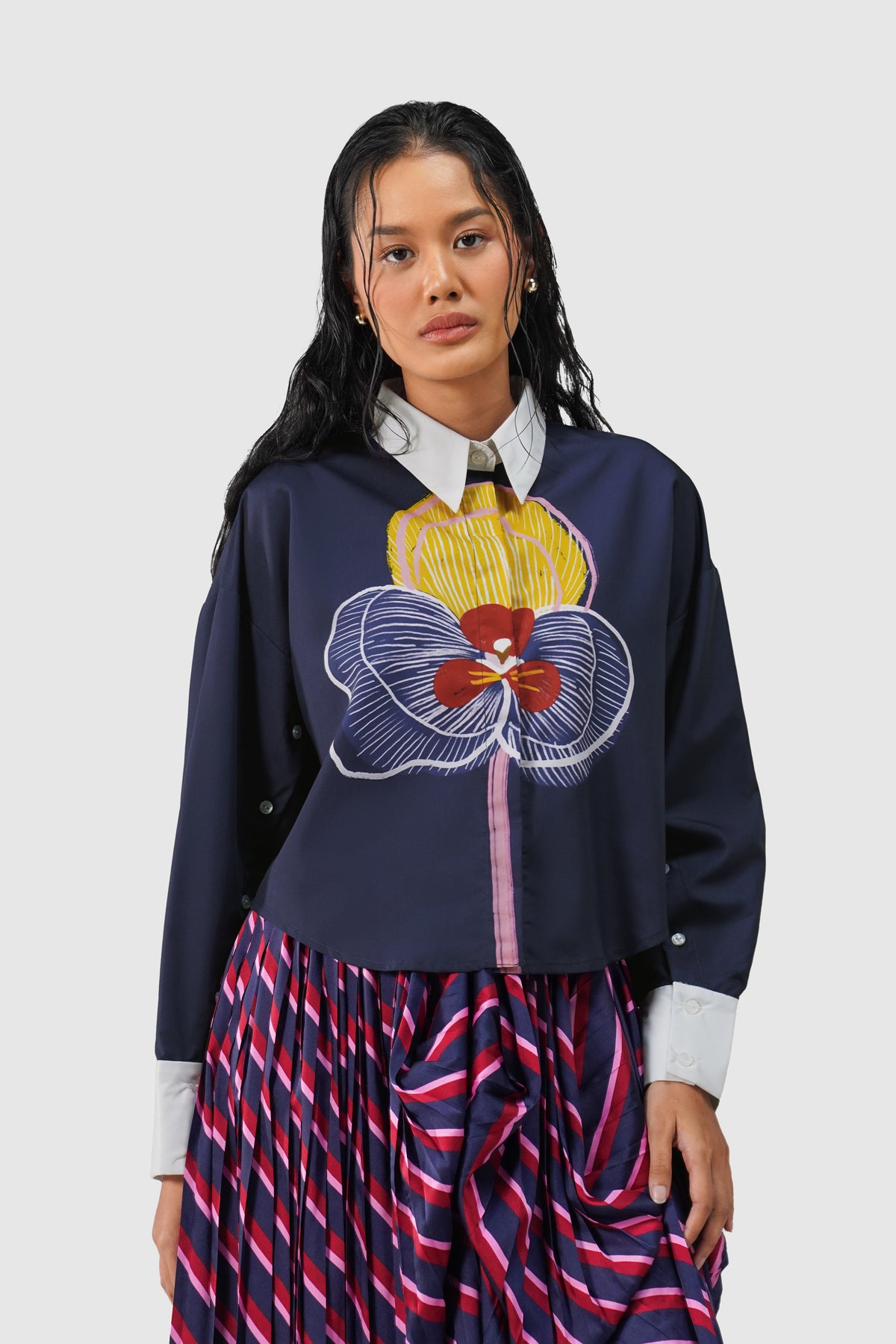 Helena Crop Shirt - Midnight