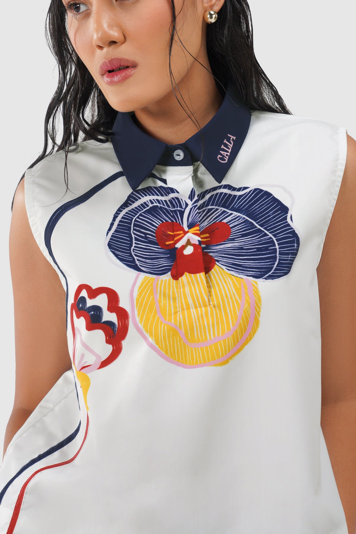 Helena Sleeveless Blouse - Cloud