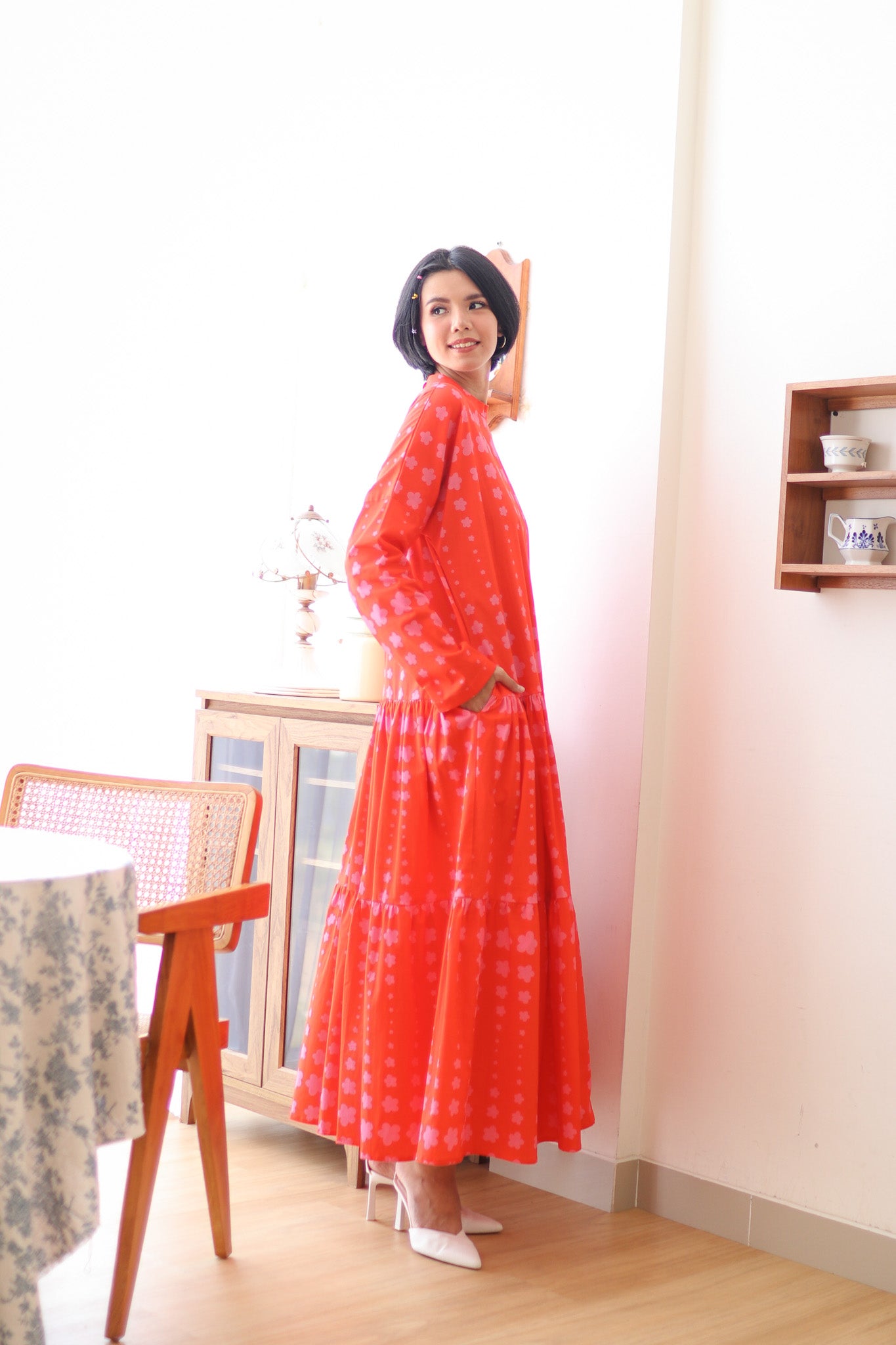 STARS MAXI LONG DRESS IN RED