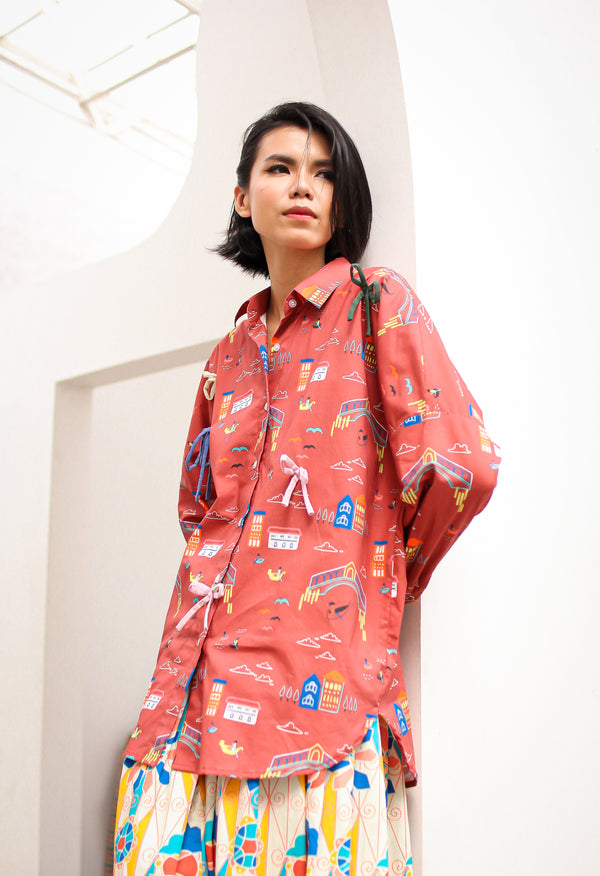 CALLA X WARDAH VENICE RIBBON OVERSIZED SHIRT