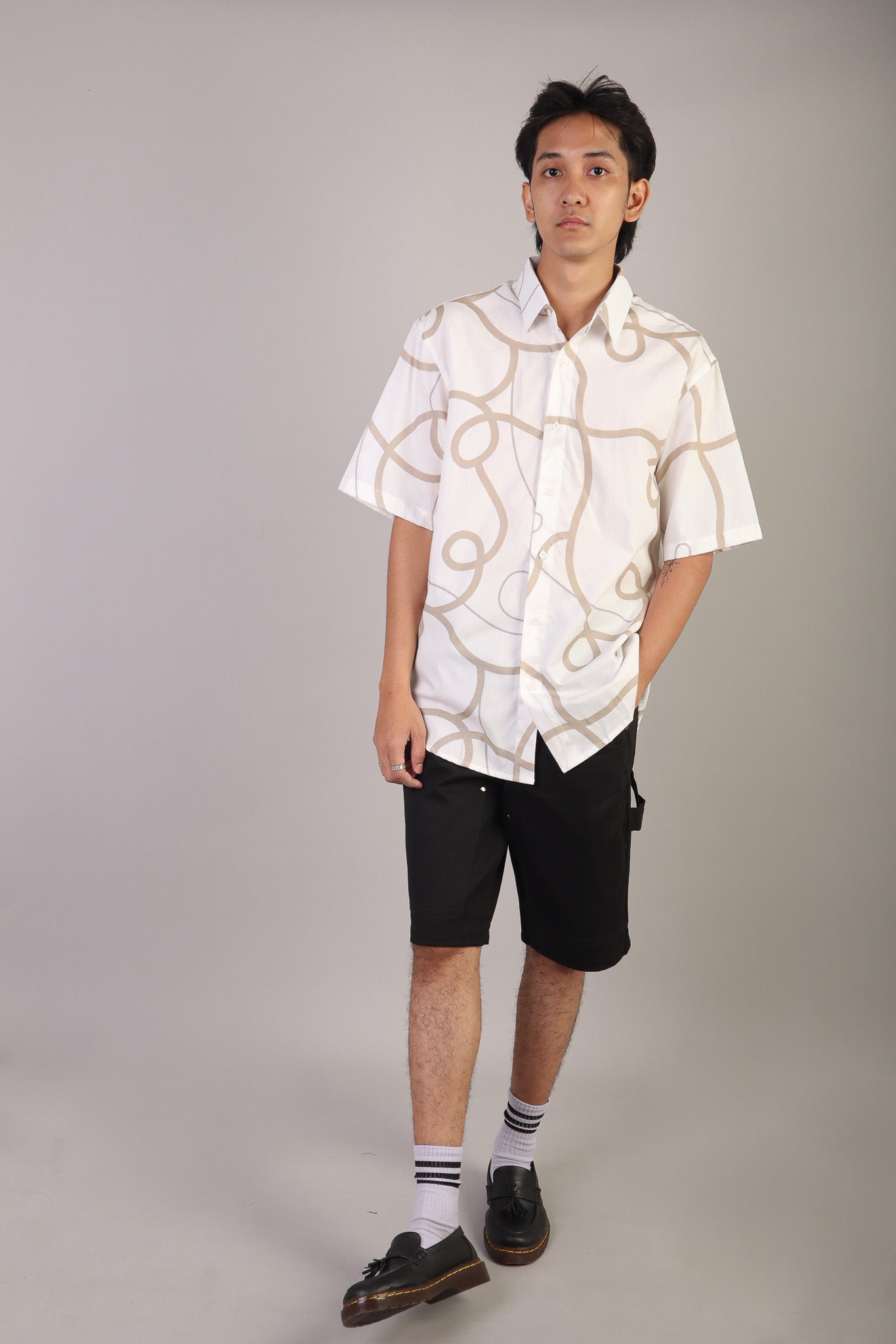 CALLA X ADINIA MAN SHORT SHIRT IN IVORY