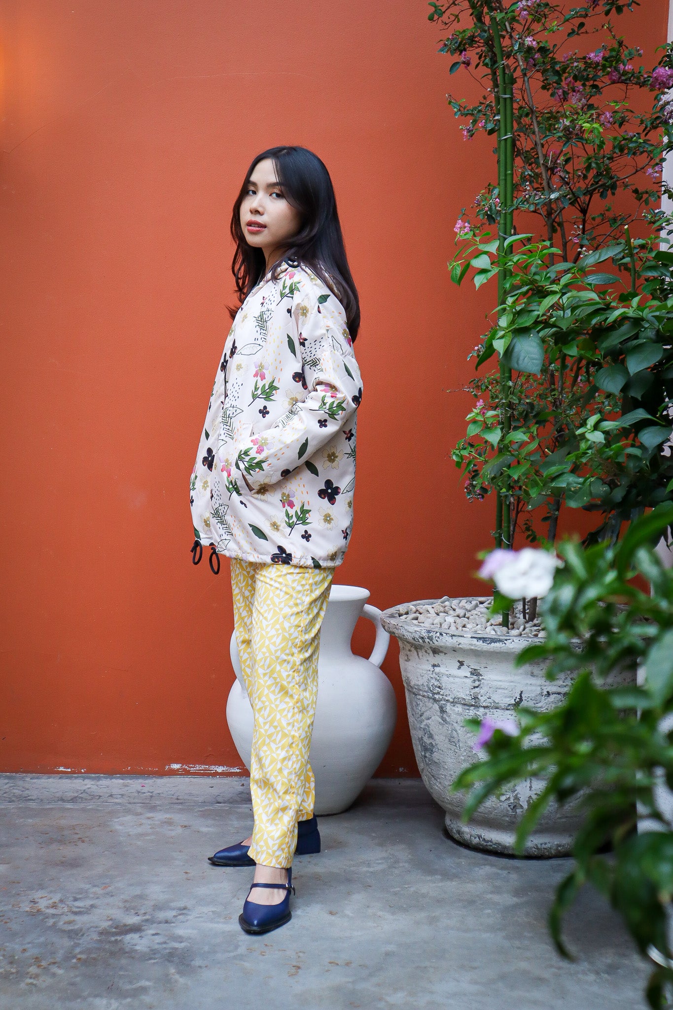 BW FLOWER NYLON LONG JACKET