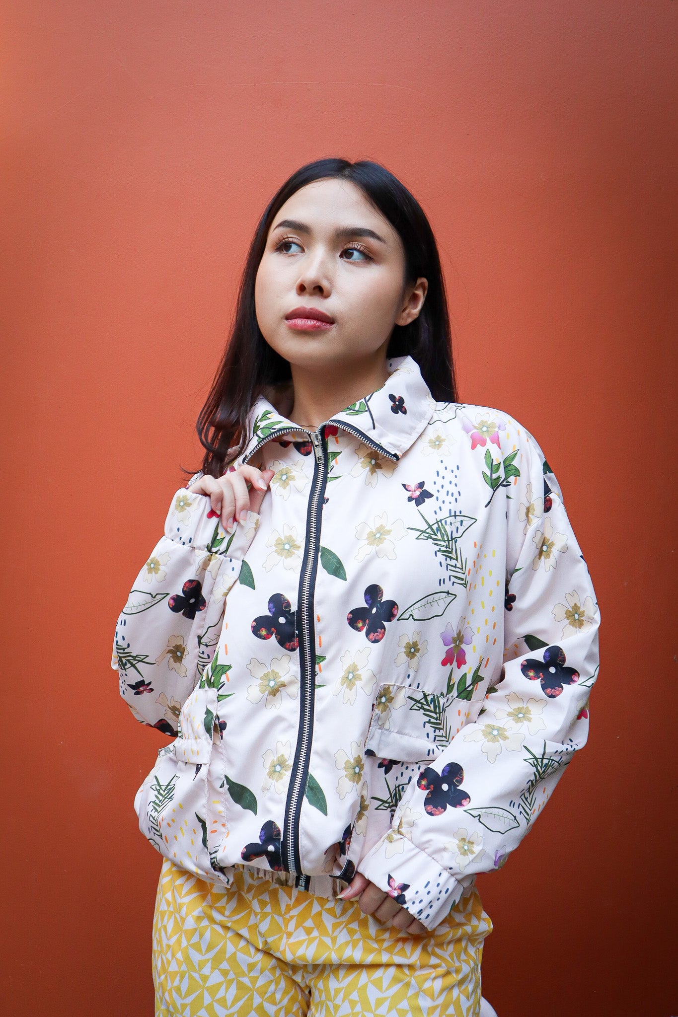 BW FLOWER NYLON BOMBER JACKET