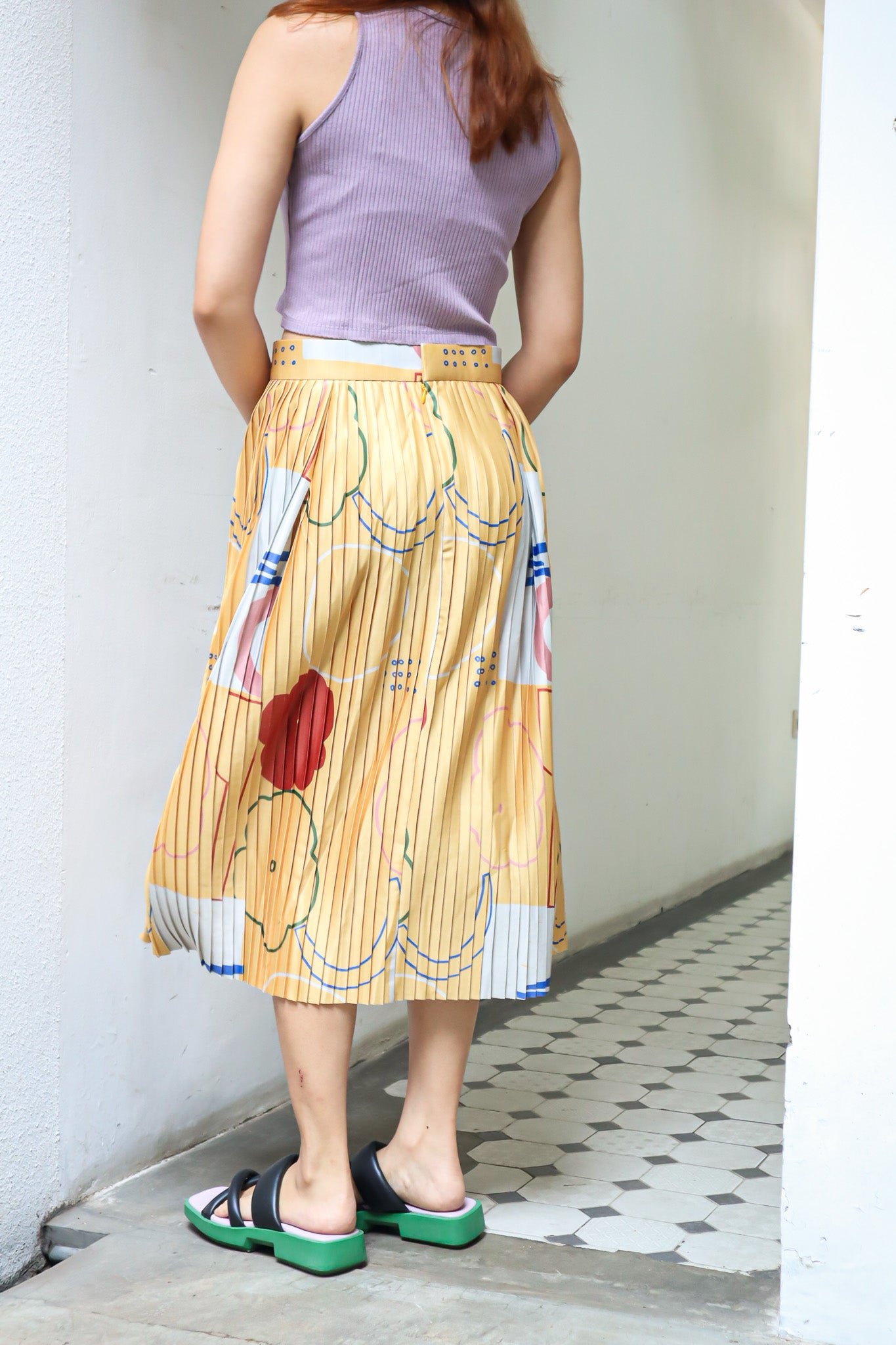 BEAU YELLOW PLEATS SKIRT