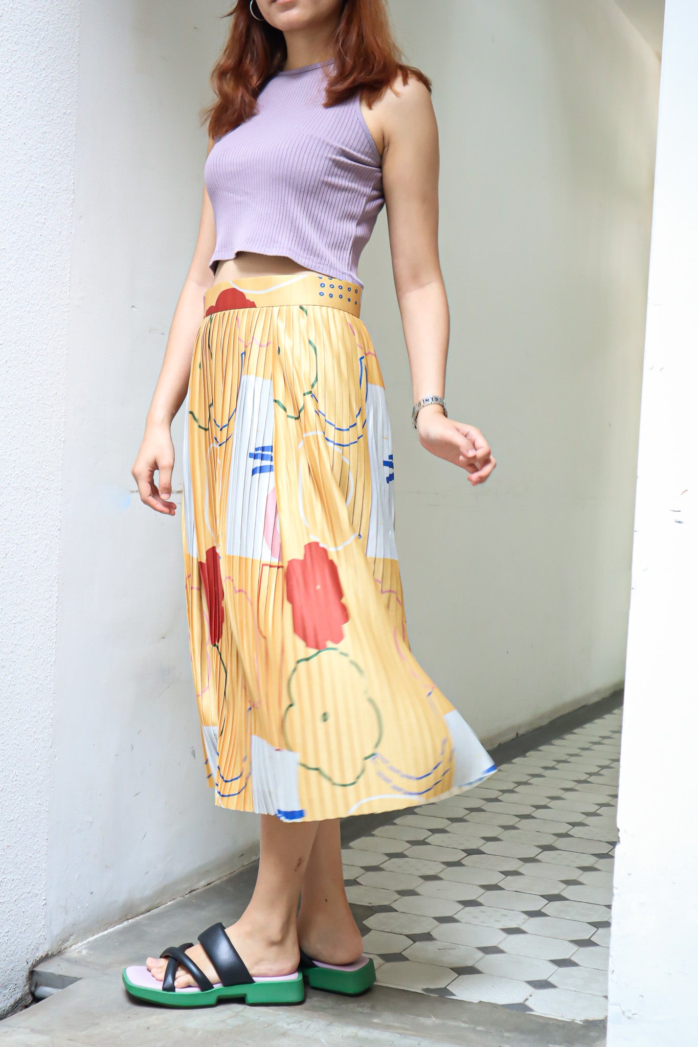 BEAU YELLOW PLEATS SKIRT