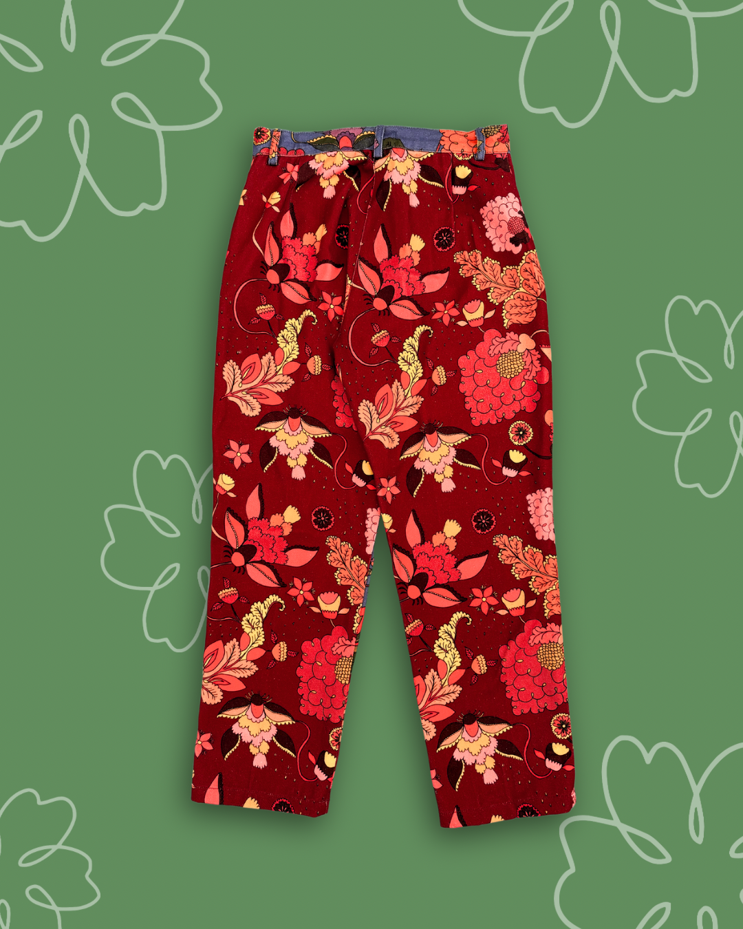 FLORAL MIX DENIM PANTS