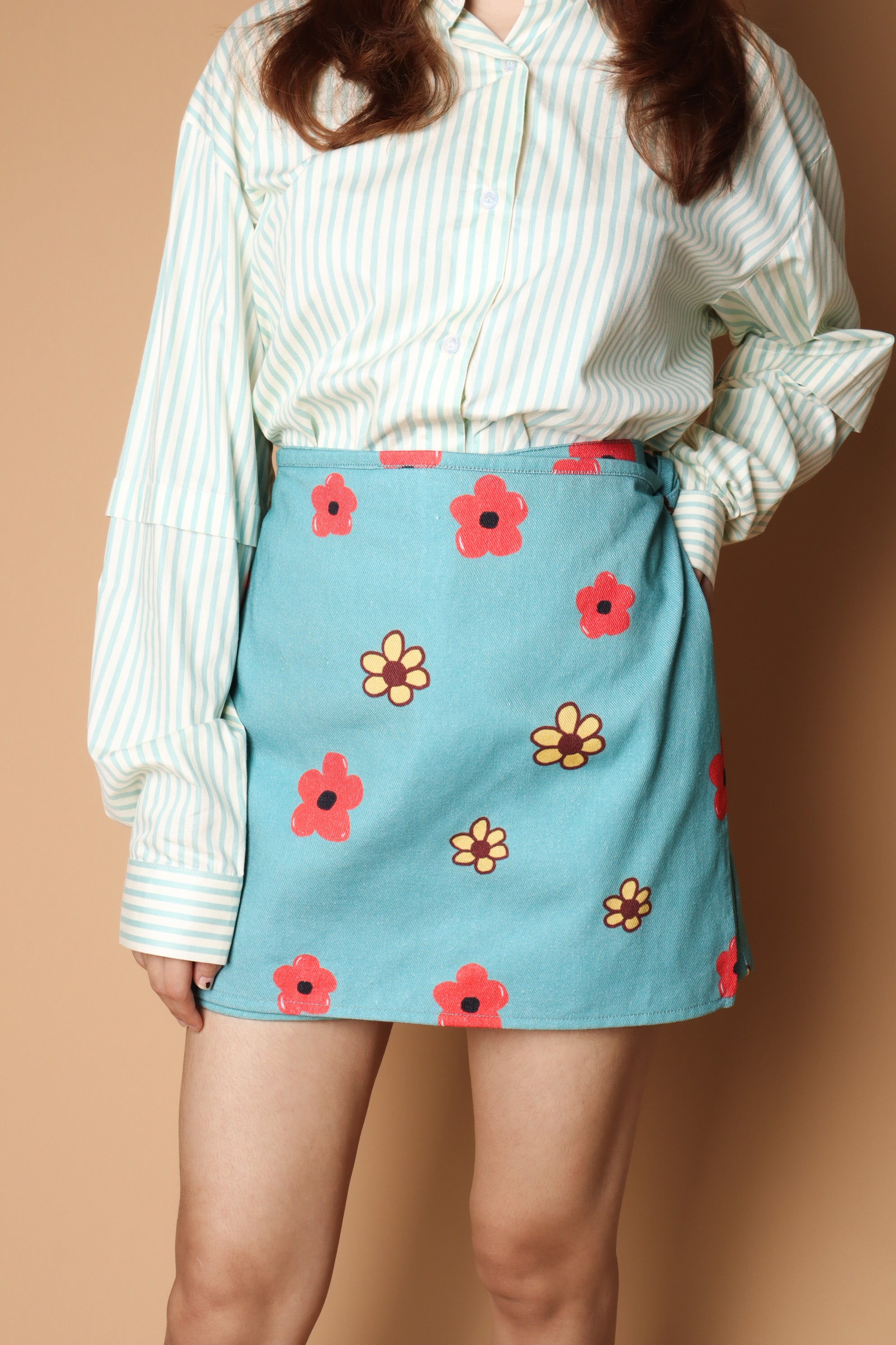 LITTLE FLOWER DENIM SKORT