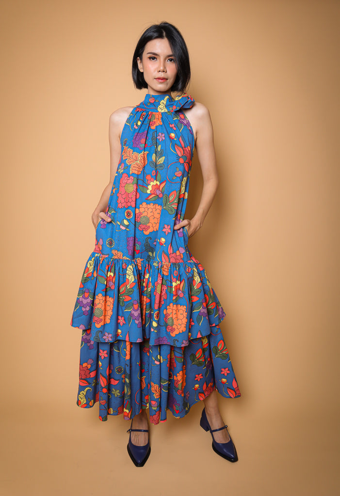 FLORAL BLUE TIFANNY DRESS