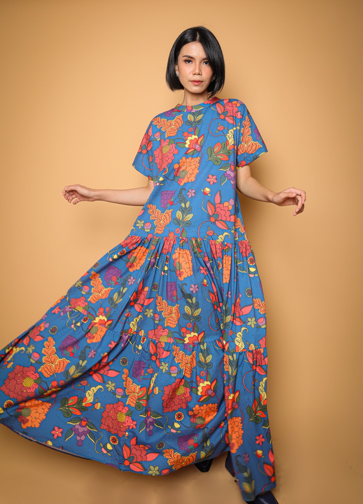 FLORAL BLUE LONG DRESS