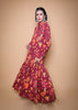 FLORAL BURGUNDY TURTLE NECK DRESS