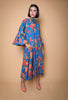 FLORAL BLUE BALLOON SLEEVES DRESS