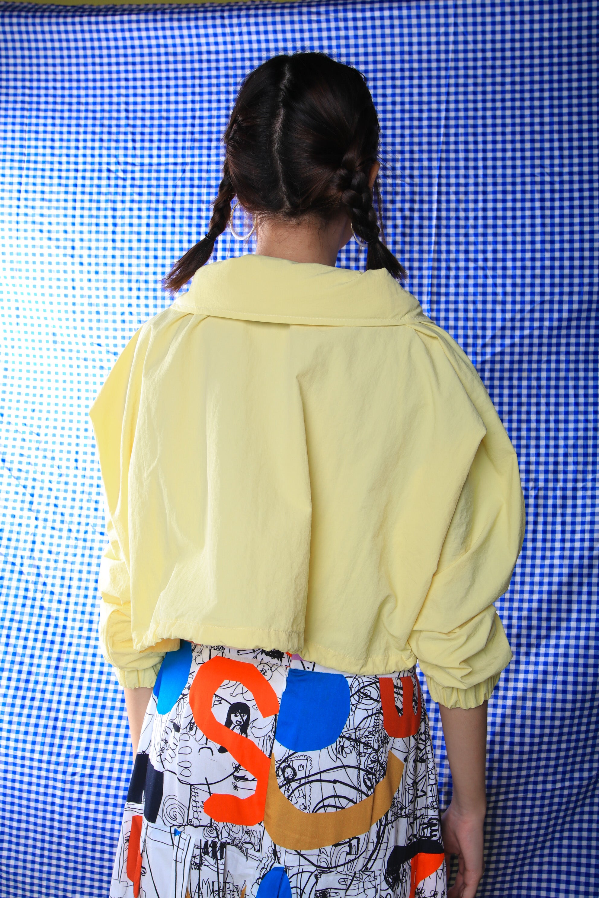 BASIC YELLOW NYLON CROP JACKET