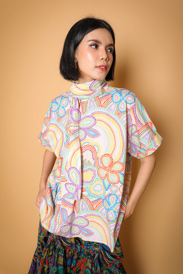 AURORA WHITE KNOT NECK BLOUSE