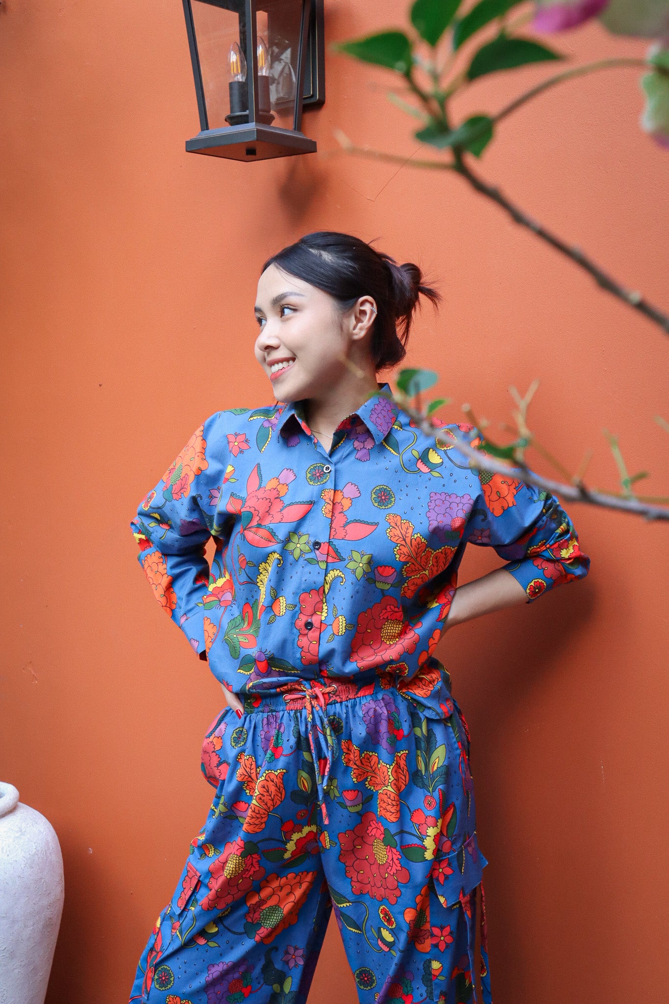 FLORAL BLUE OVERSIZED SHIRT