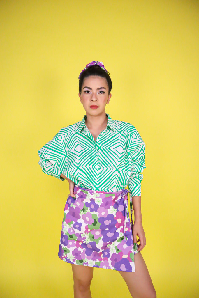 CALLA X OLAHARIKA STRIPES OVERSIZED SHIRT