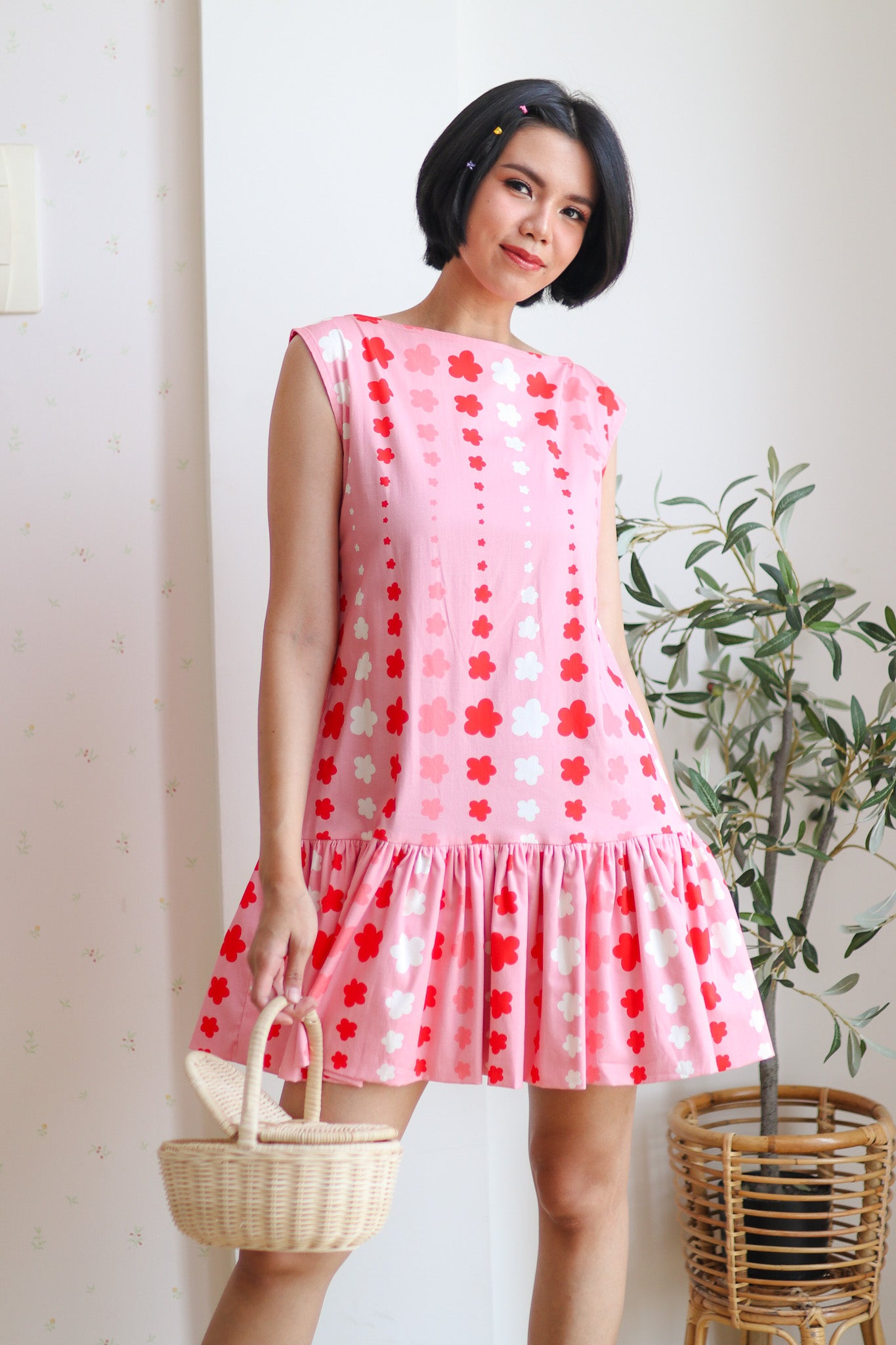 STARS POUF MINI DRESS IN PINK