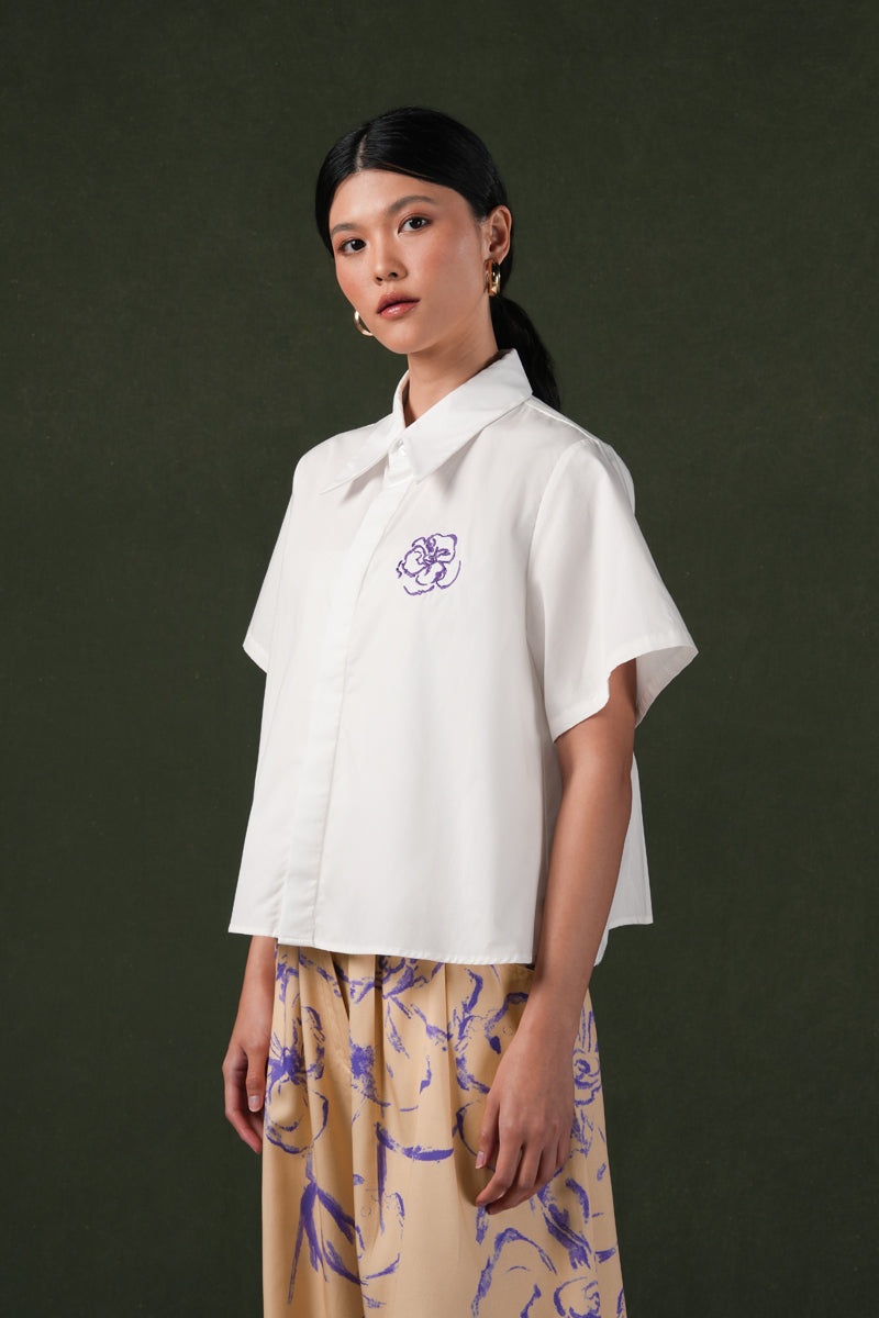 Isoria Embroidery Shirt - Perle