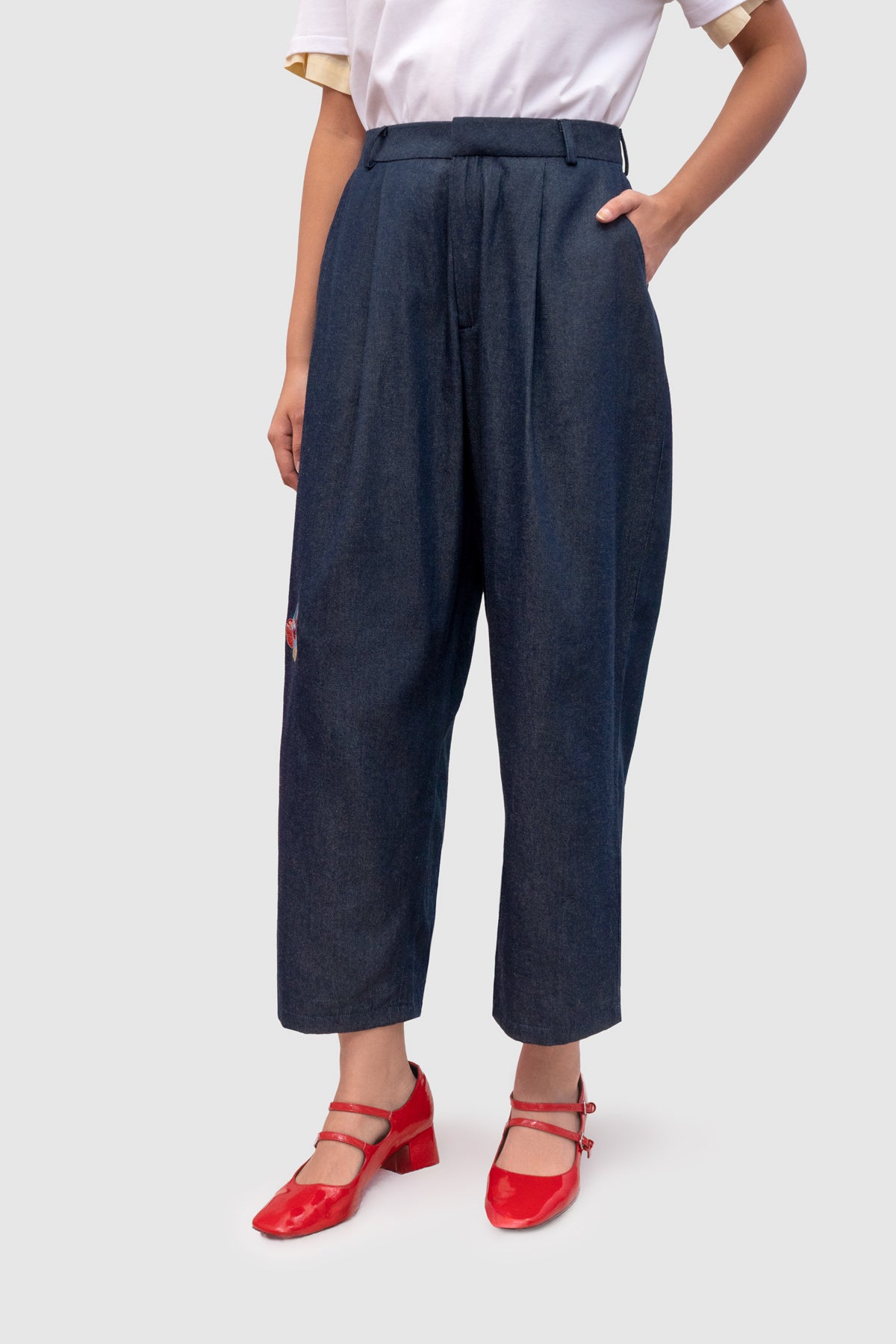 Kavya Barrel Pants - Azure