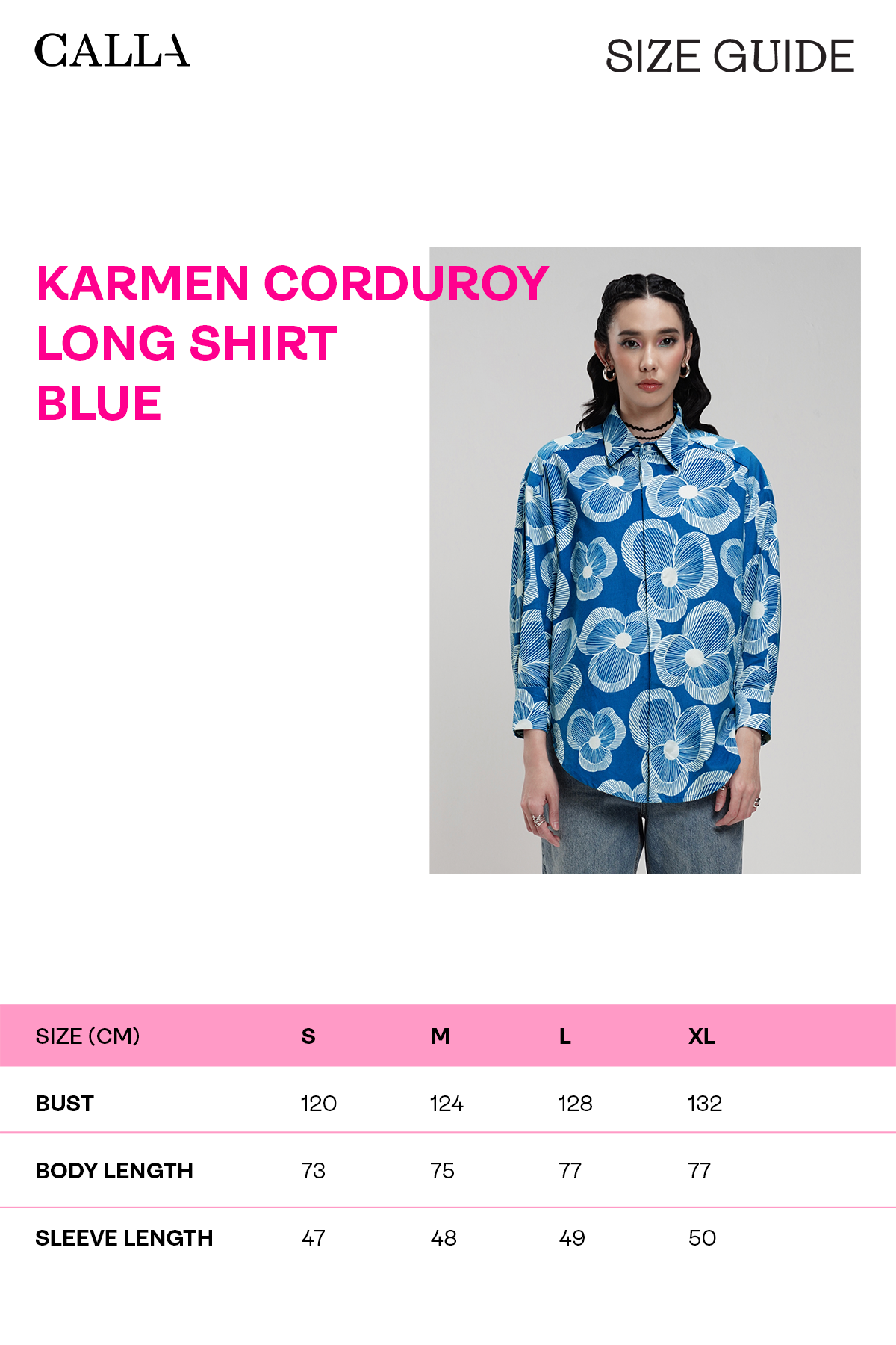 Karmen Corduroy Long Shirt - Blue