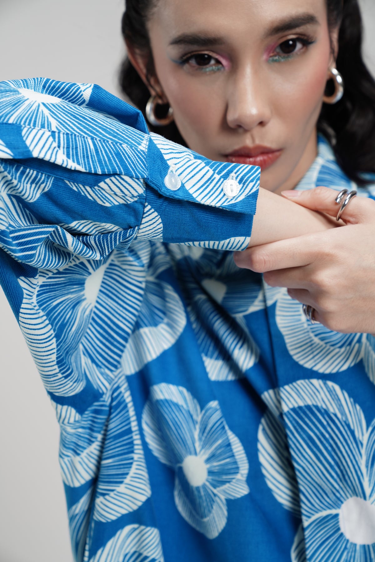 Karmen Corduroy Long Shirt - Blue