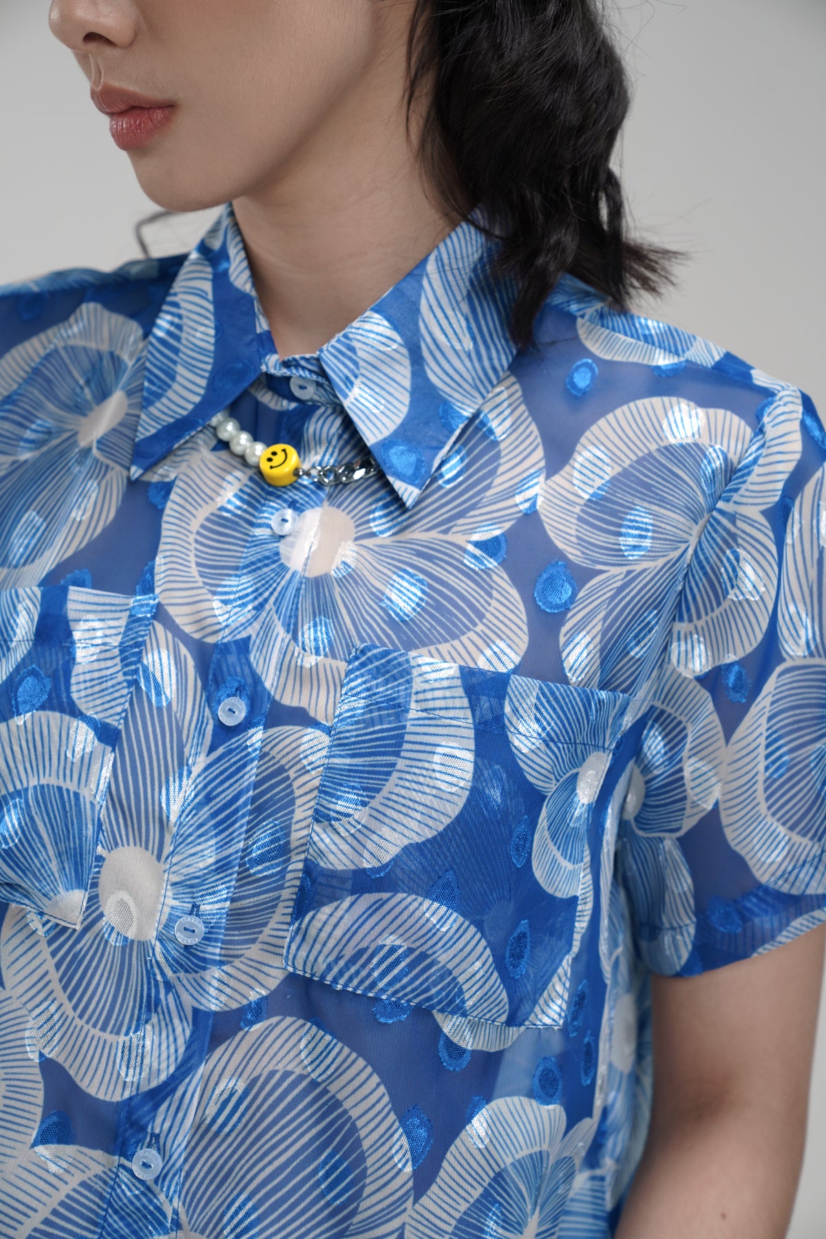 Karmen Crop Shirt - Blue