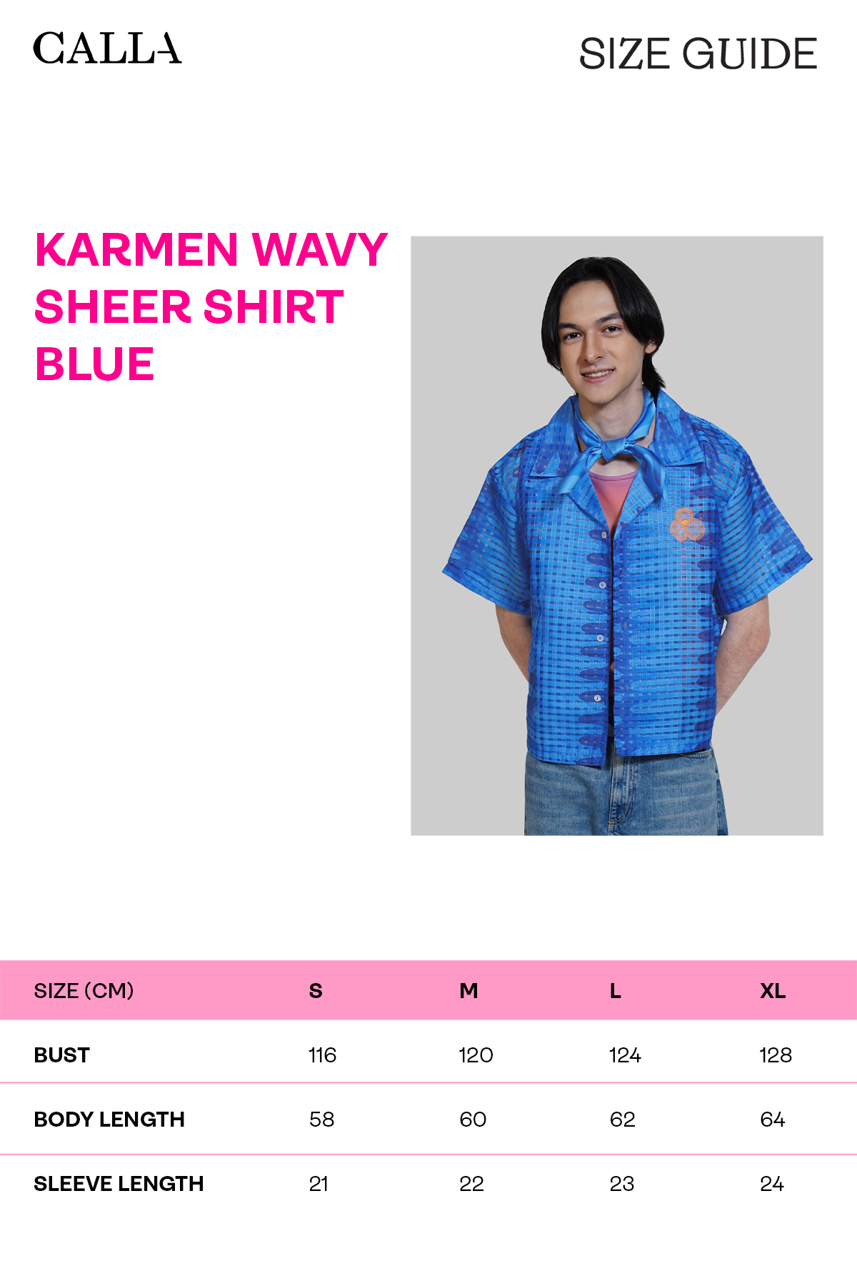 Karmen Wavy Sheer Shirt - Blue