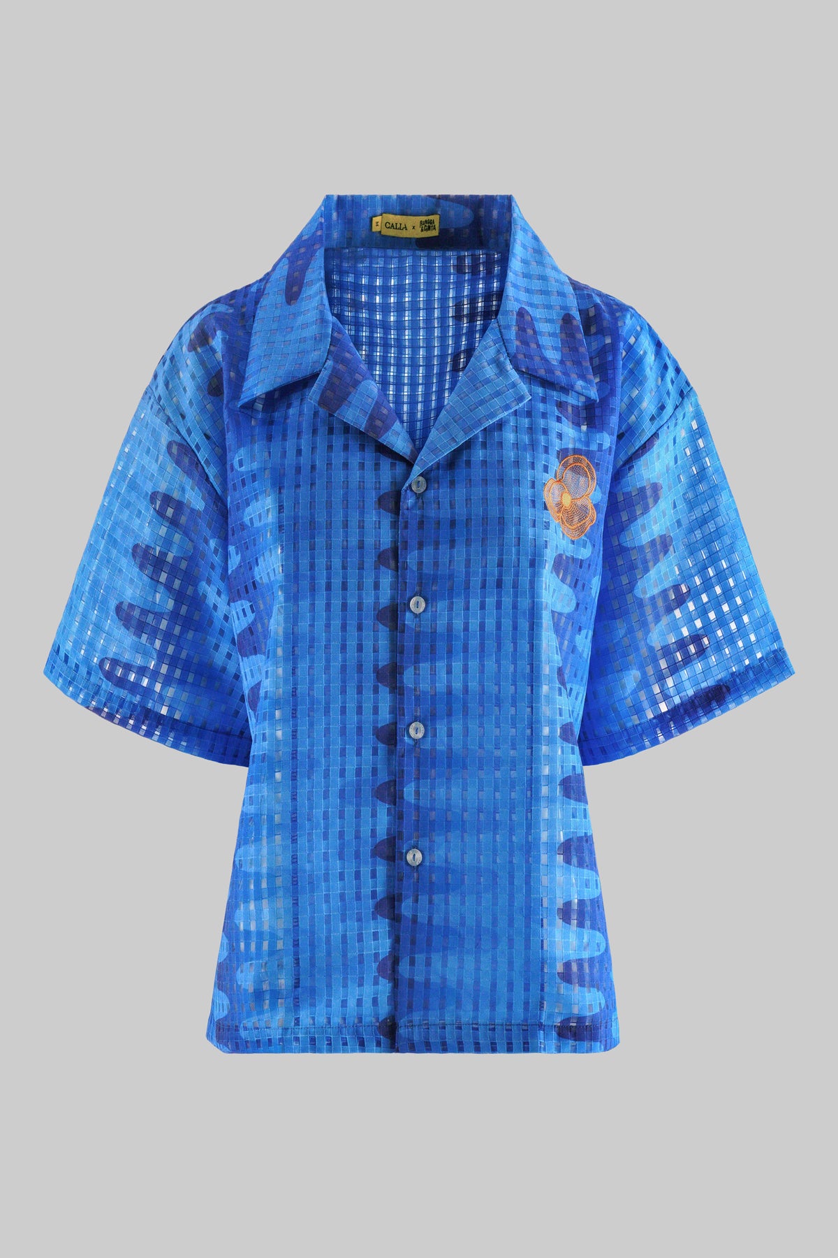 Karmen Wavy Sheer Shirt - Blue