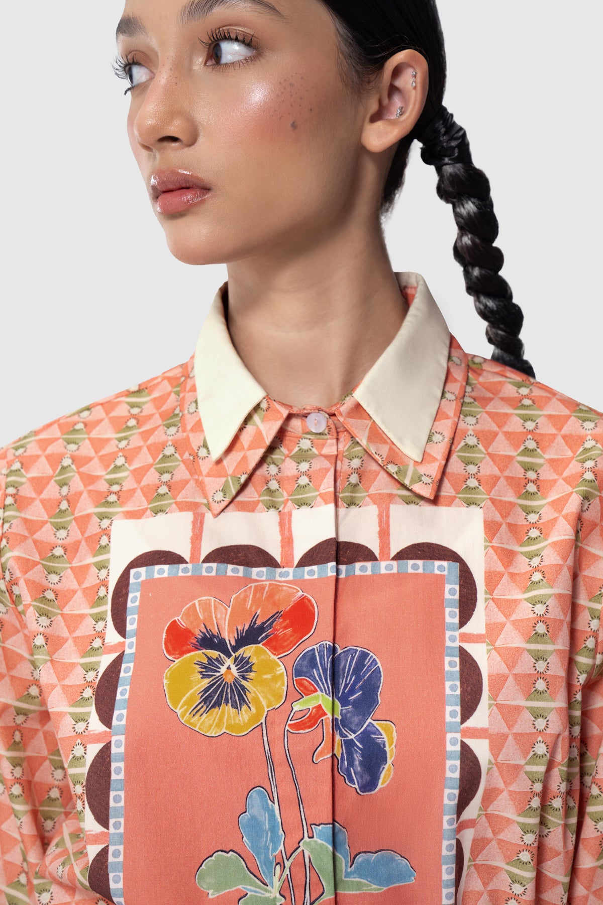 Lattice Layered Shirt - Peach