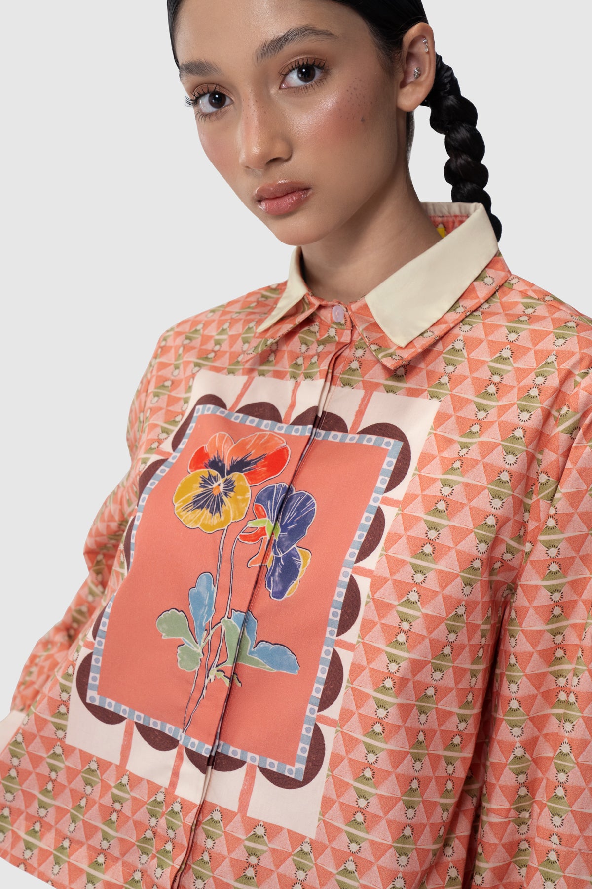 Lattice Layered Shirt - Peach