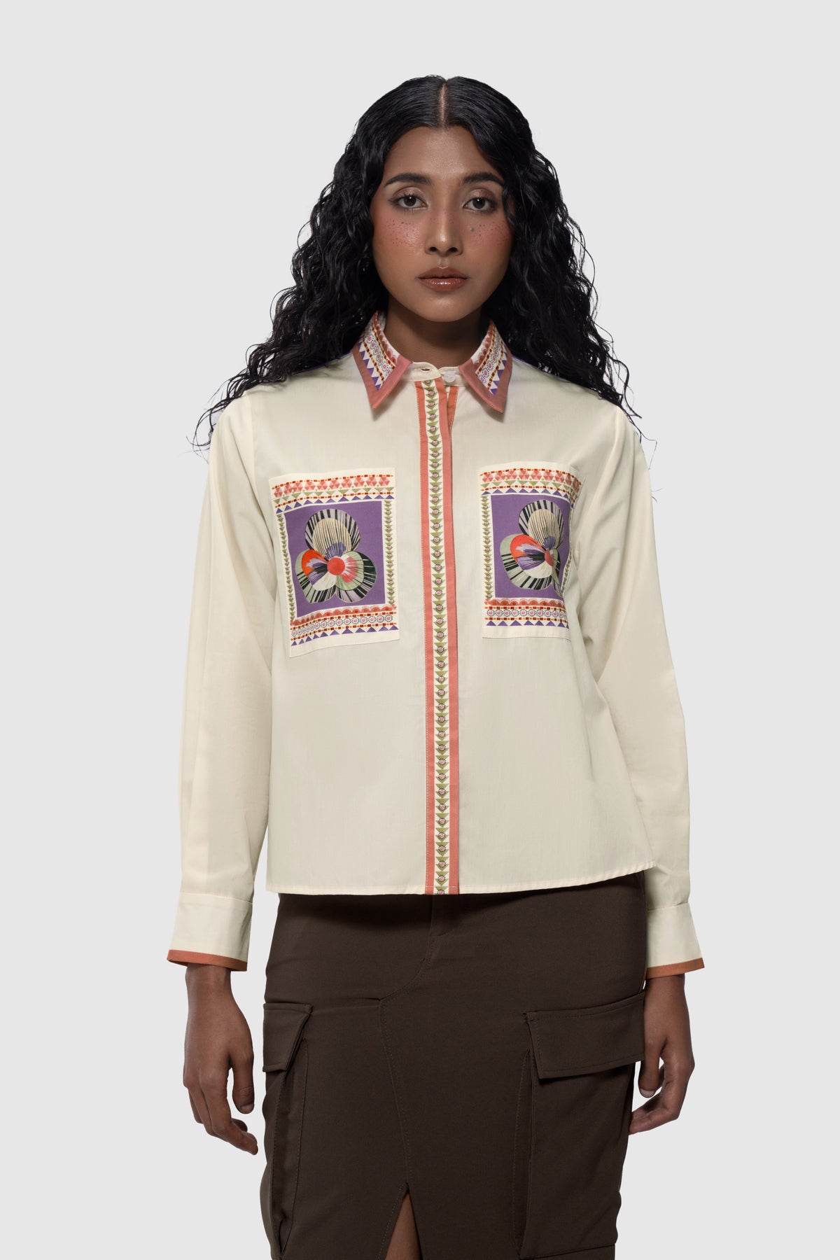 Lattice Pocket Shirt - Peach
