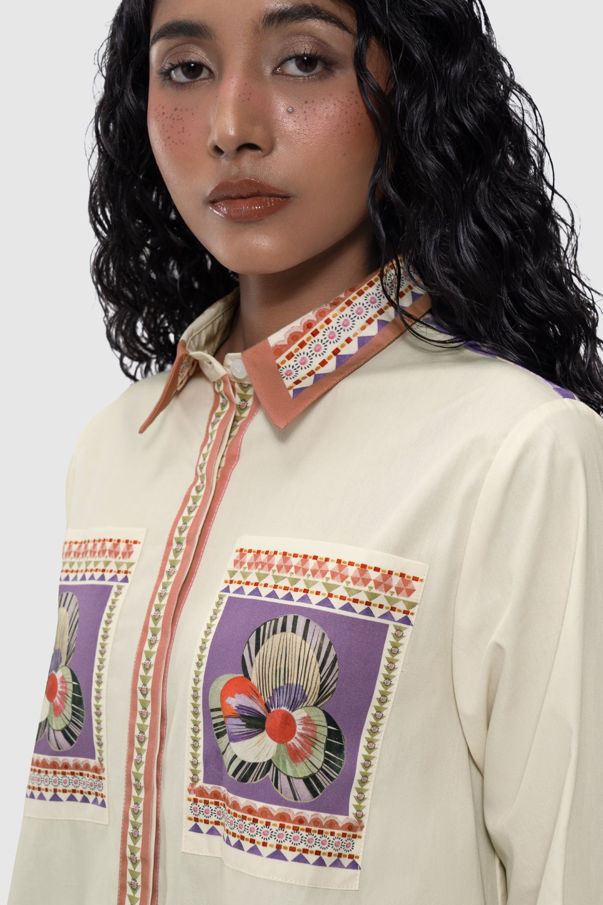 Lattice Pocket Shirt - Peach