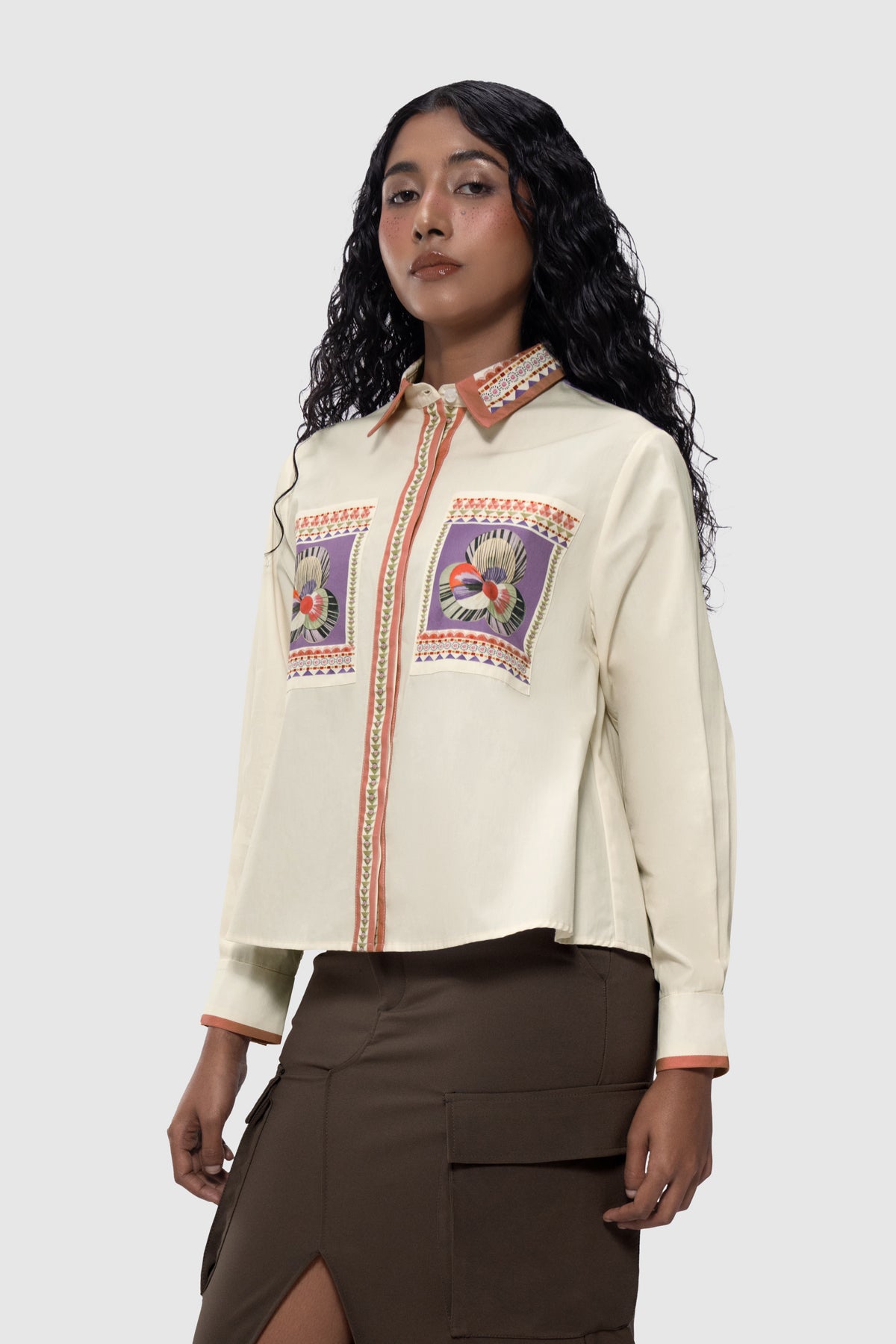 Lattice Pocket Shirt - Peach