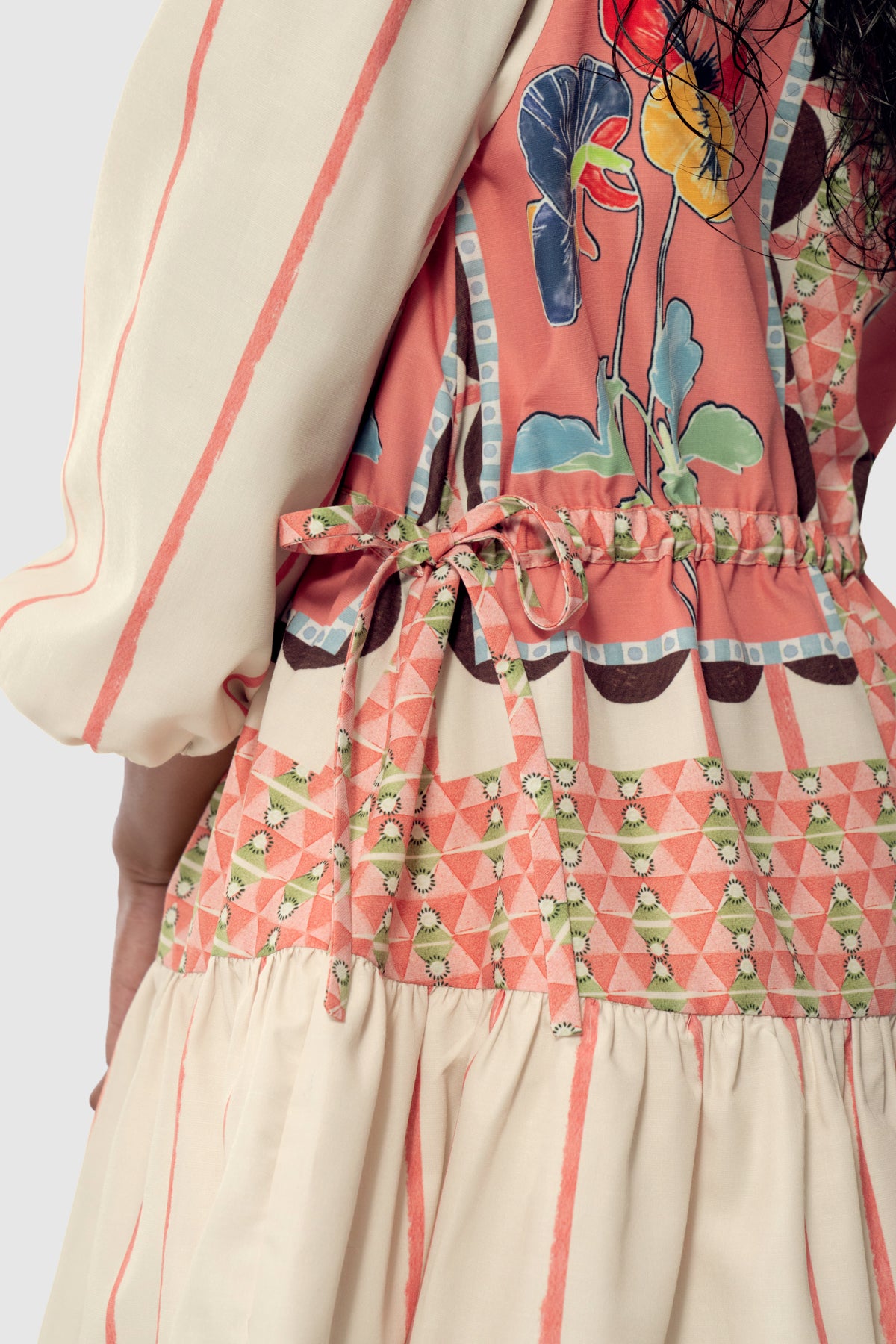 Lattice Tiered Dress - Peach