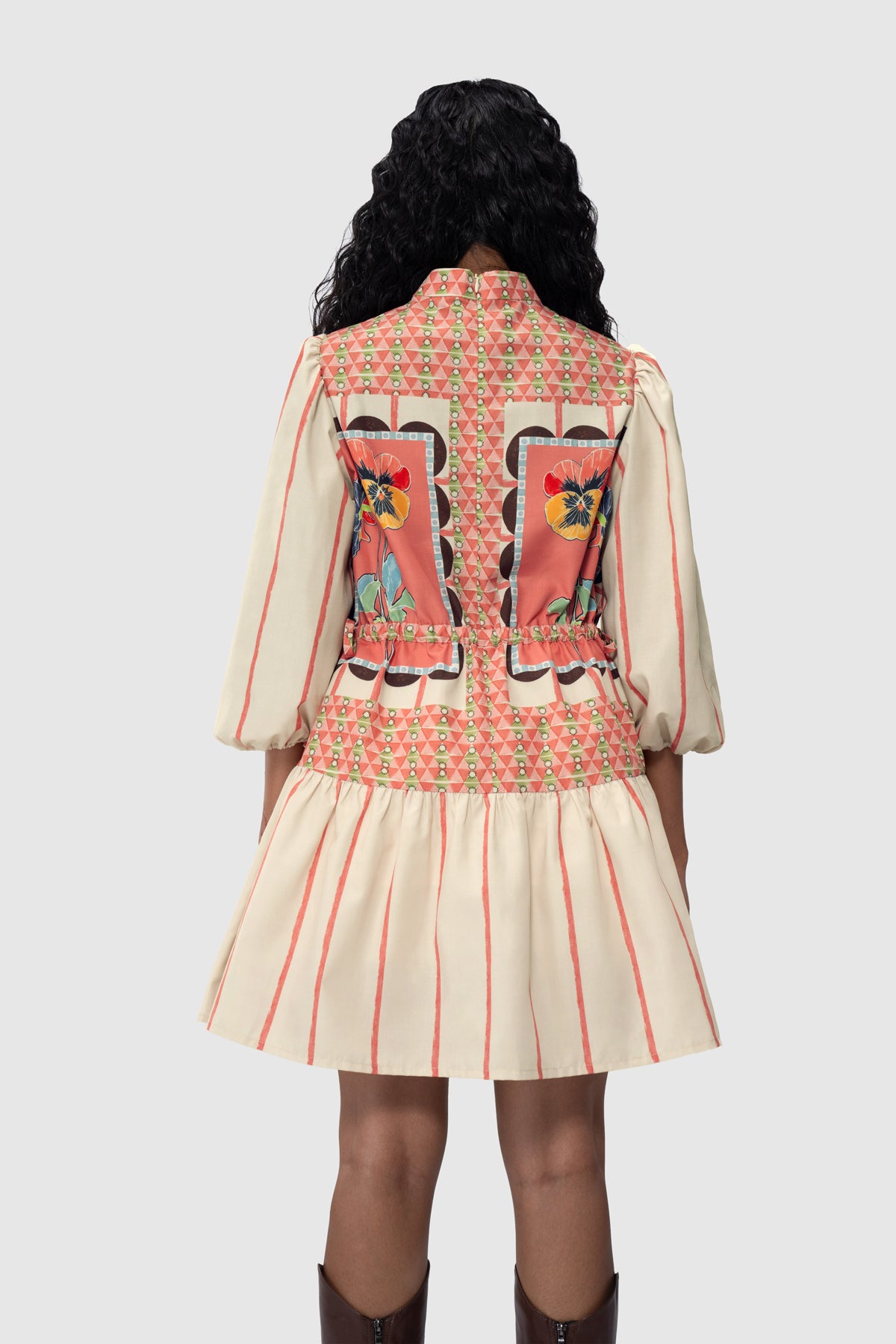 Lattice Tiered Dress - Peach