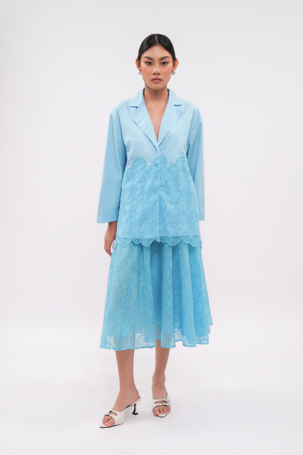 Liora Organza Blazer - Sky