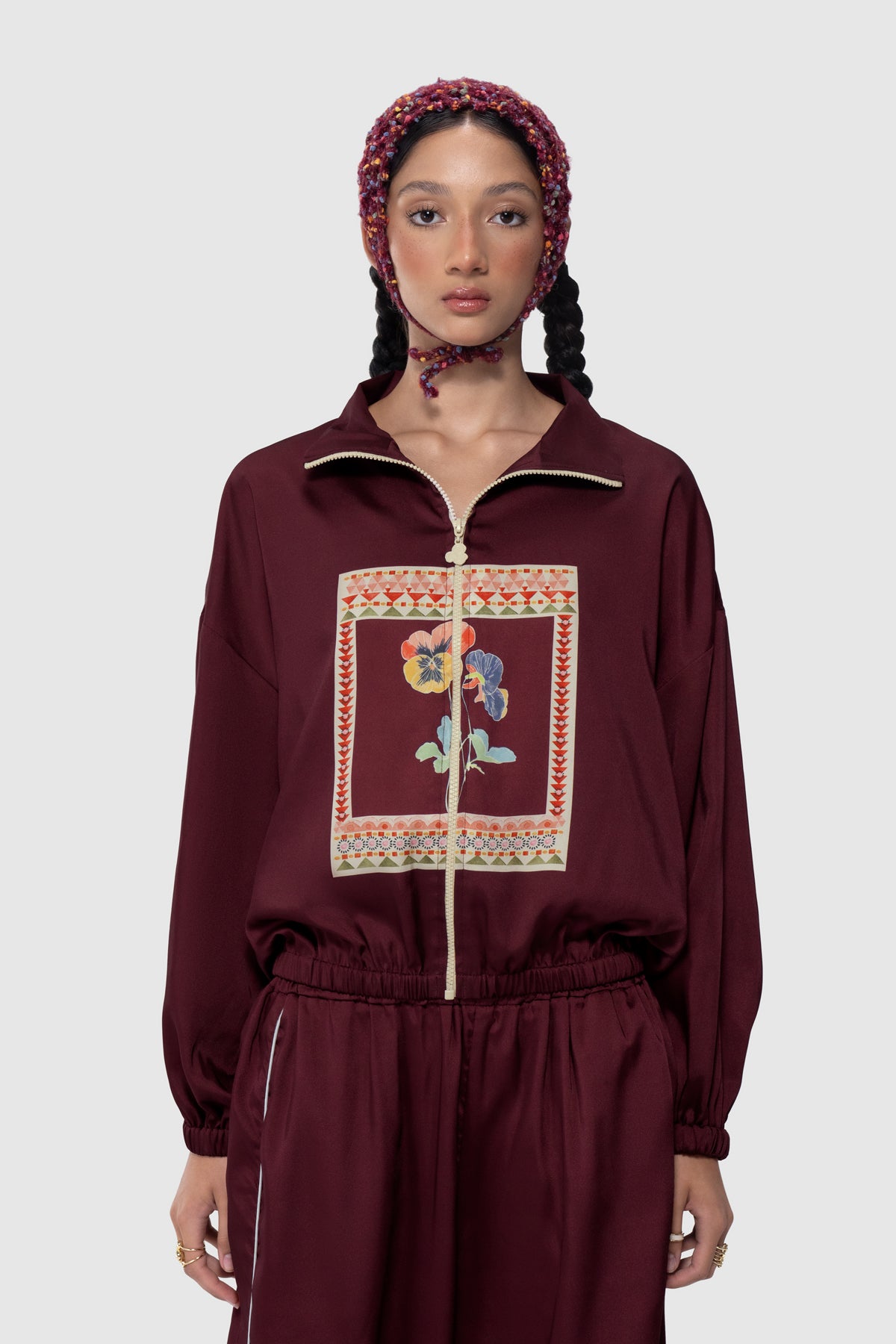 Medallion Athleisure Jacket - Ruby