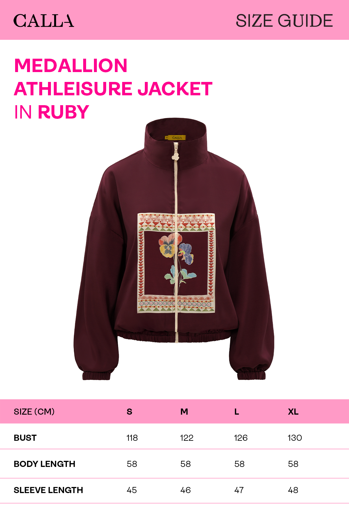 Medallion Athleisure Jacket - Ruby