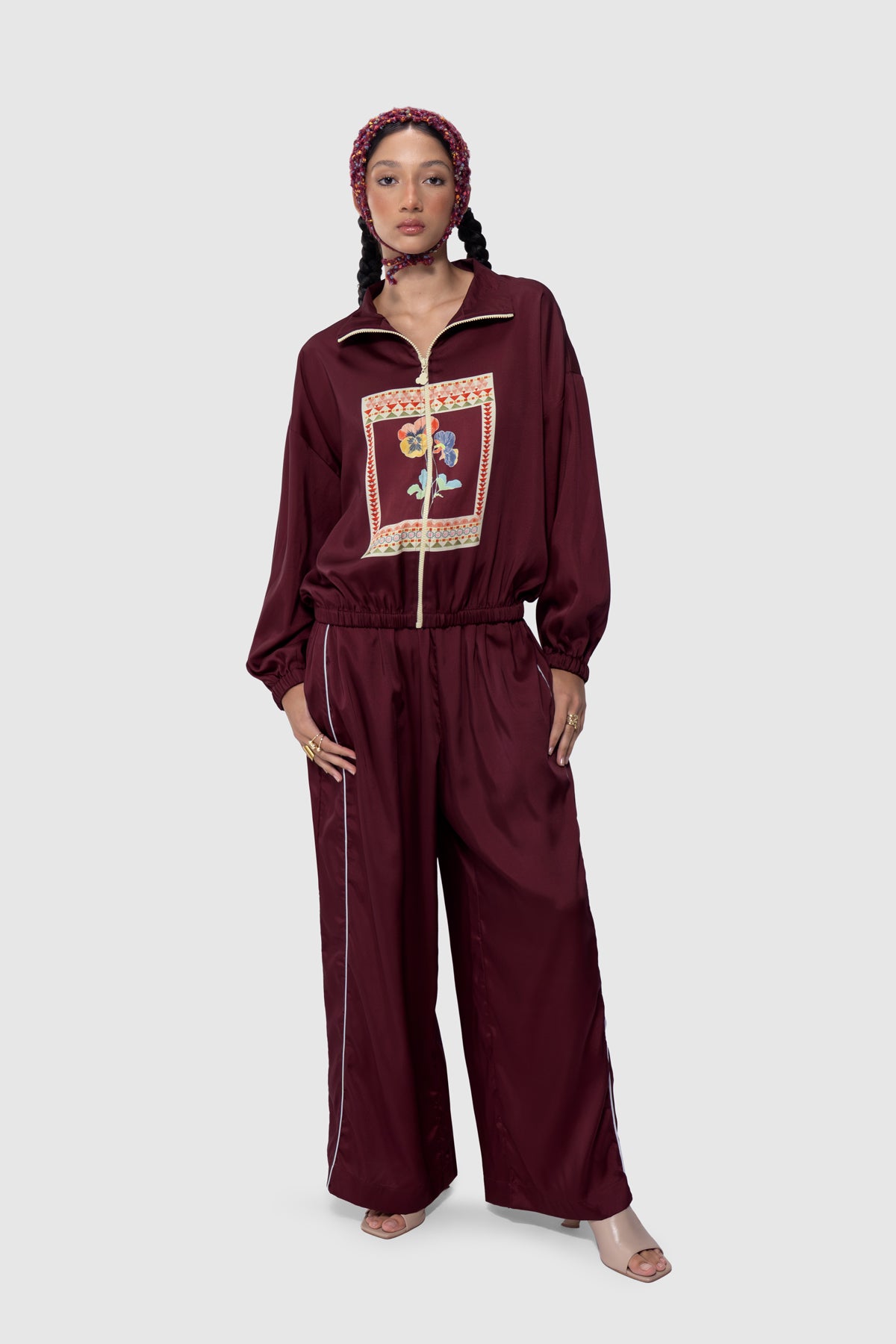 Medallion Athleisure Pants - Ruby