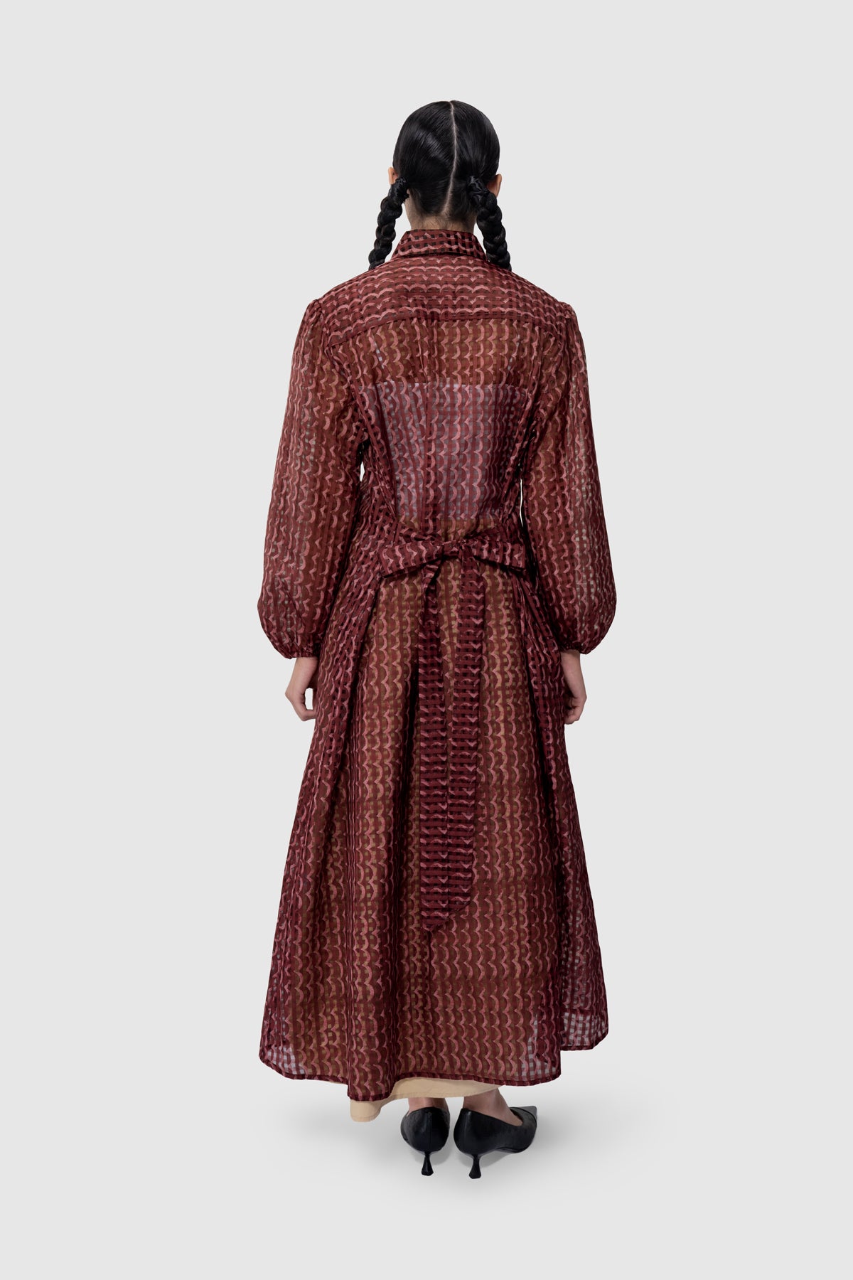 Medallion Sheer Dress - Ruby