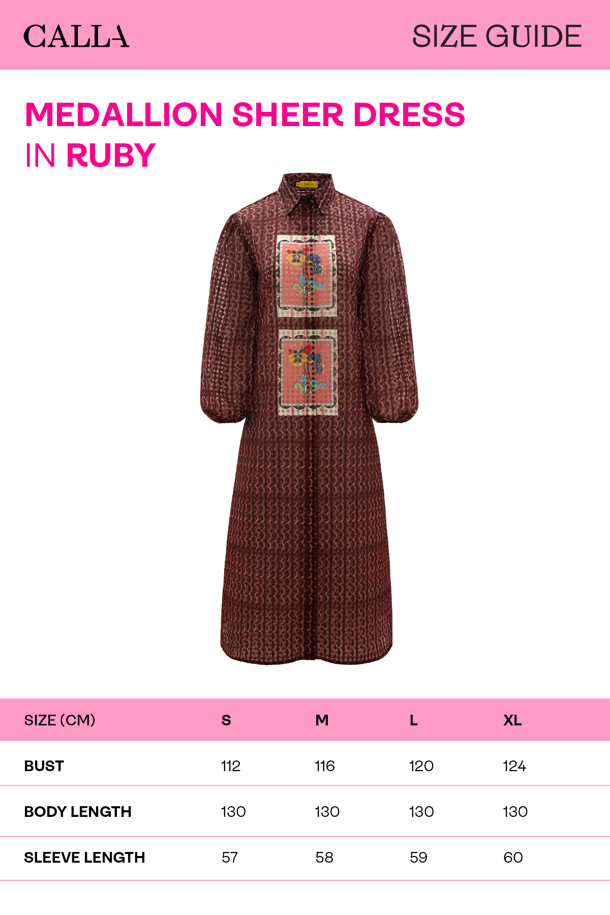 Medallion Sheer Dress - Ruby