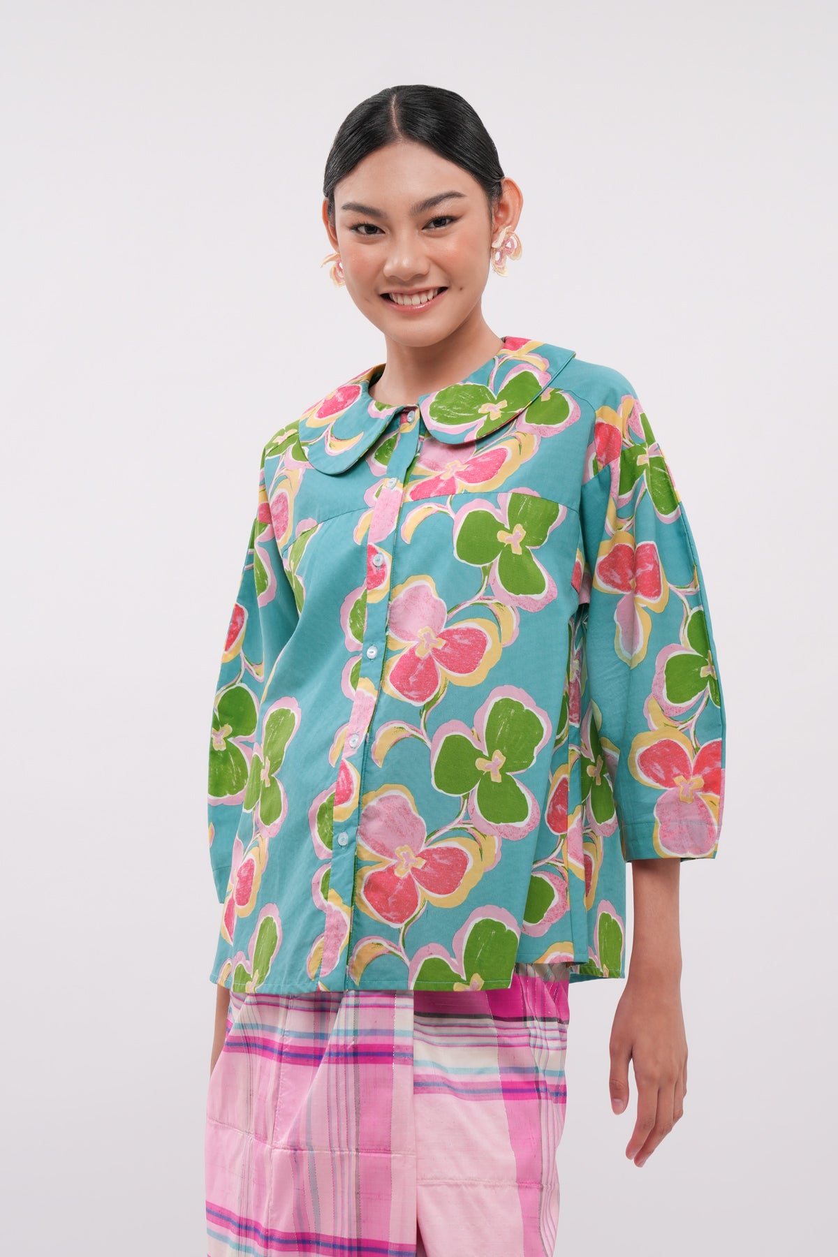 Mirae Curved Shirt - Carribean