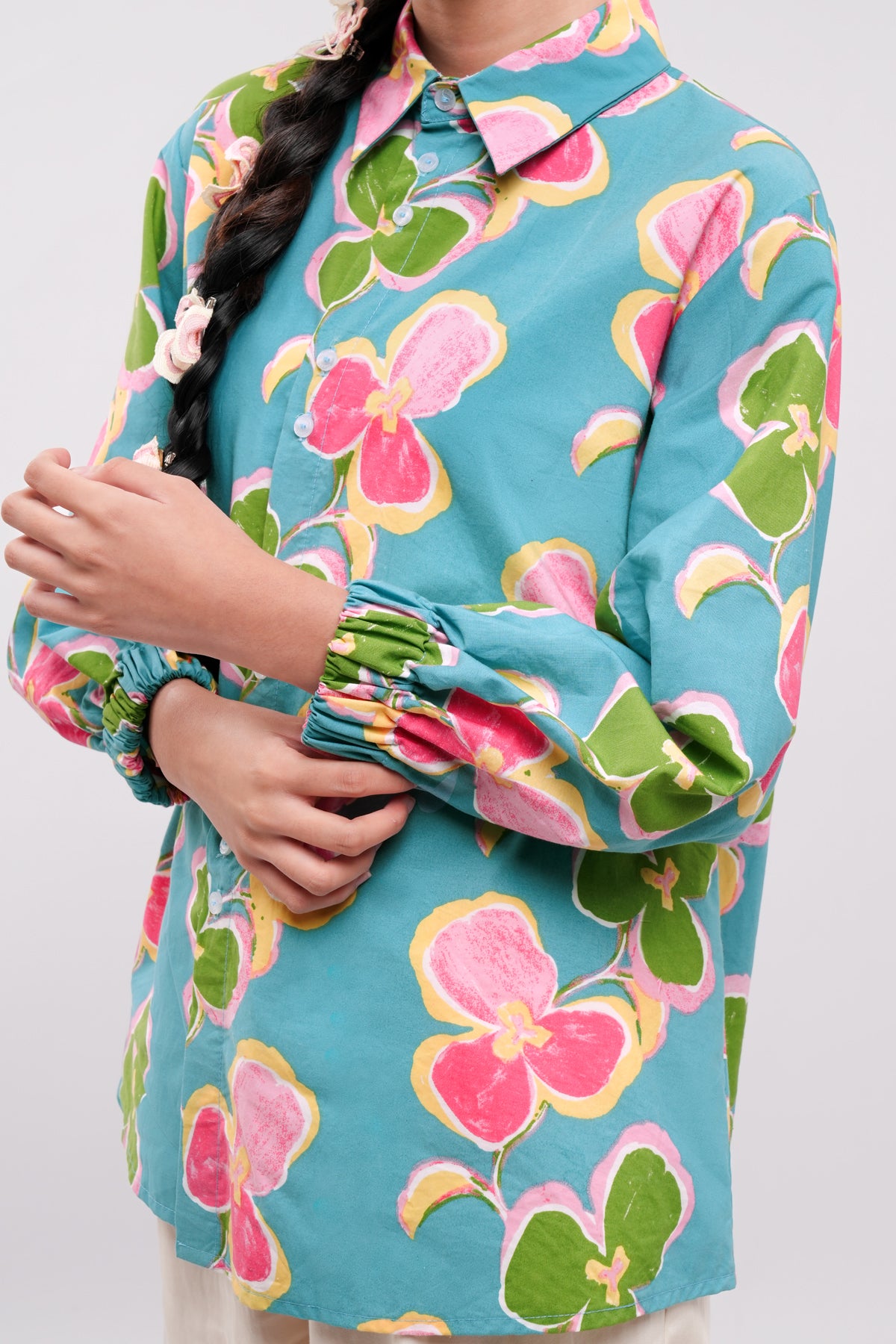 Mirae Double Buttons Shirt - Carribean