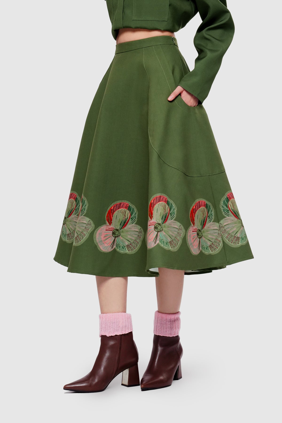 Mossveil Pocket Skirt - Cypress