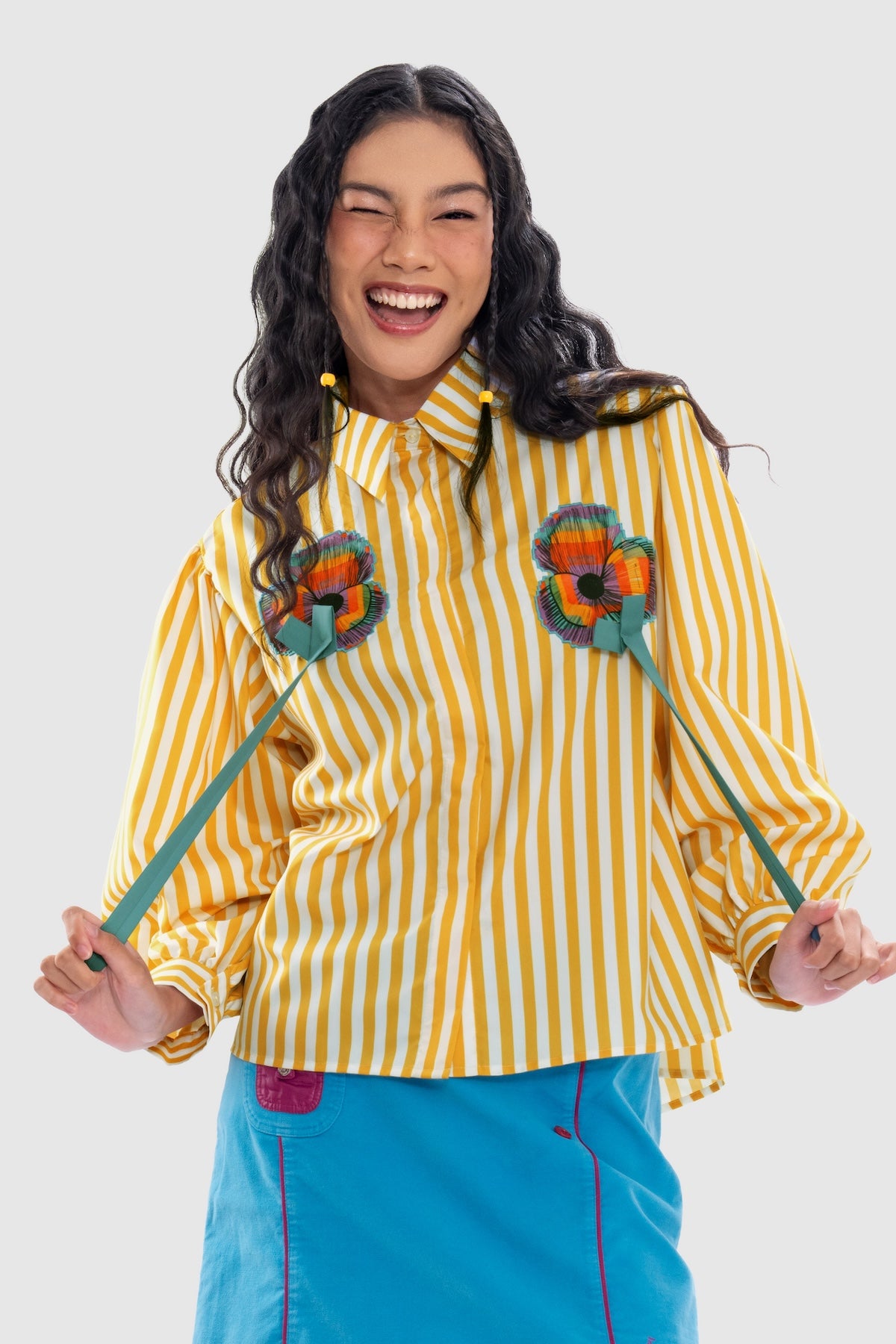 Mimosa Appliqué Shirt - Goldenrod